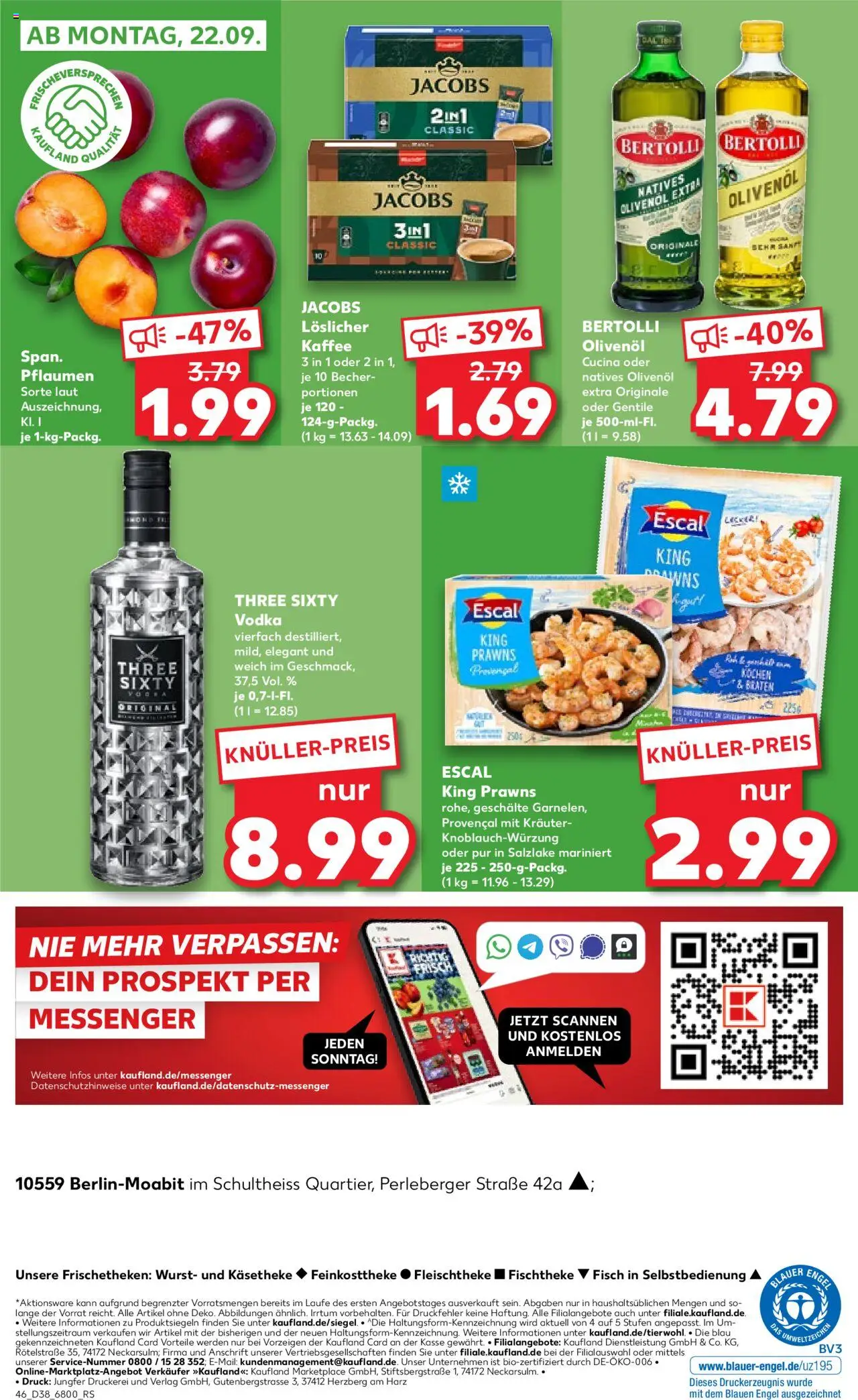 Kaufland prospekt Berlin	 – gültig ab 18.09.2025 | Seite: 46 | Produkte: Olivenol, Fisch, Wurst, Vodka