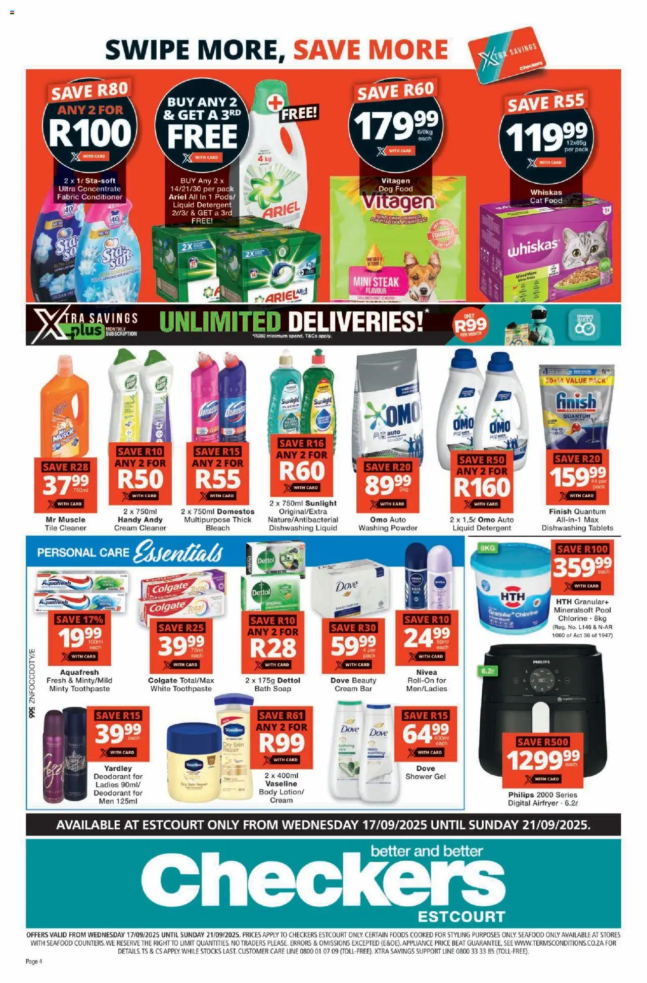 New Checkers catalogue – valid from 17.09.2025 | Page: 4 | Products: Powder, Cream, Deodorant, Toothpaste