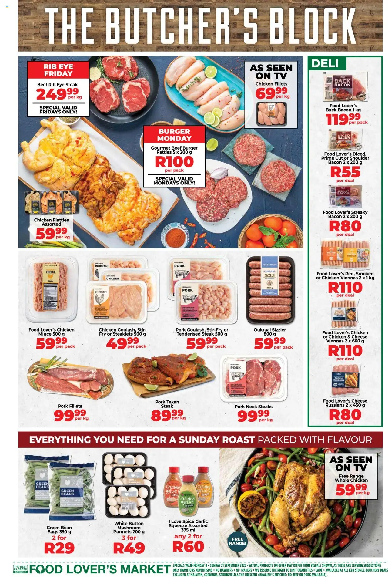 New Food Lover's Market catalogue – valid from 08.09.2025 | Page: 3 | Products: Beans, TV, Chicken, Garlic