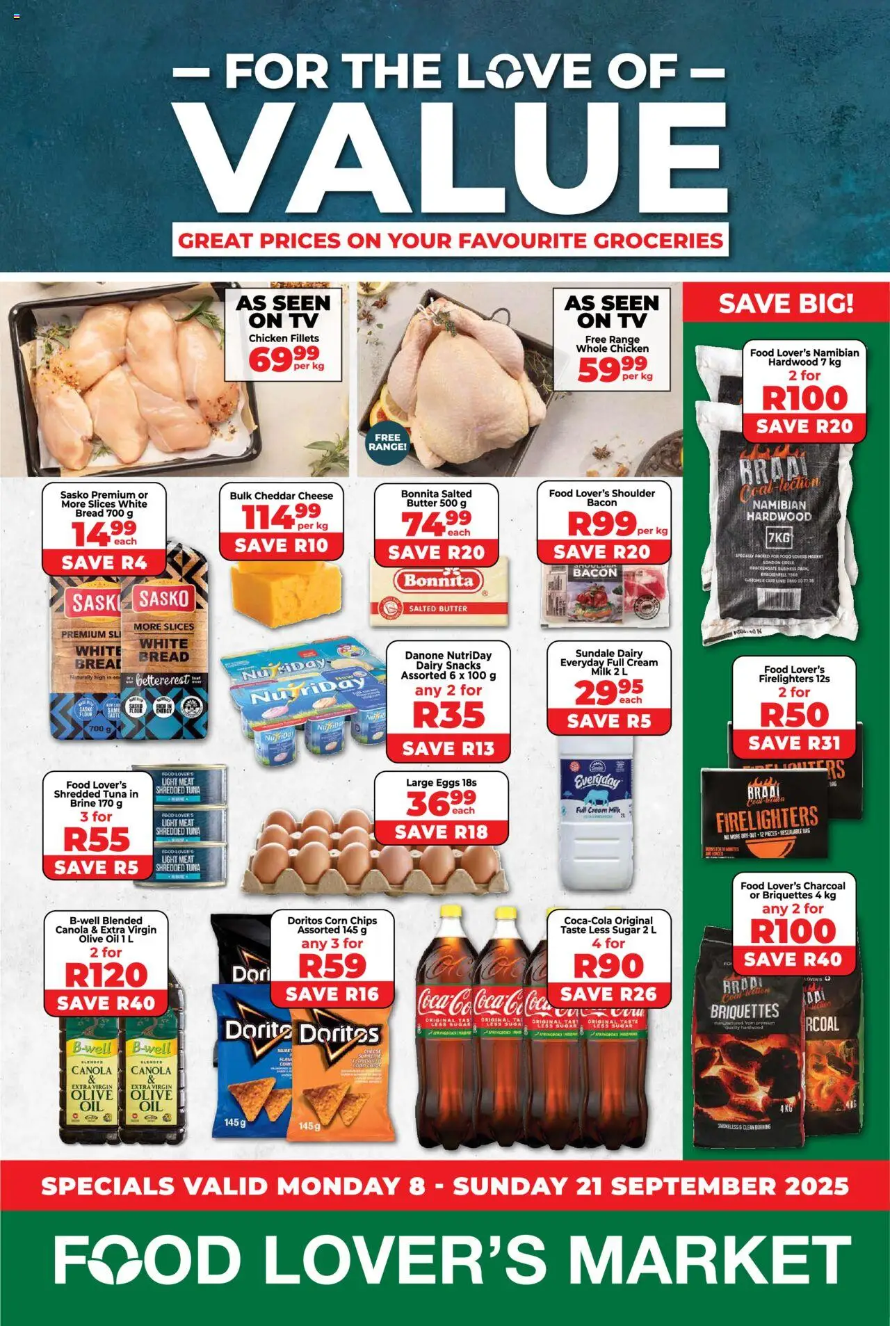 New Food Lover's Market catalogue – valid from 08.09.2025 | Page: 1 | Products: Oil, Bread, Snacks, Bacon