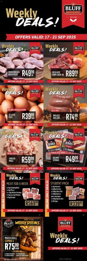 Bluff meat specials Monday 22 September 9 Bluff meat specials Monday 22 September