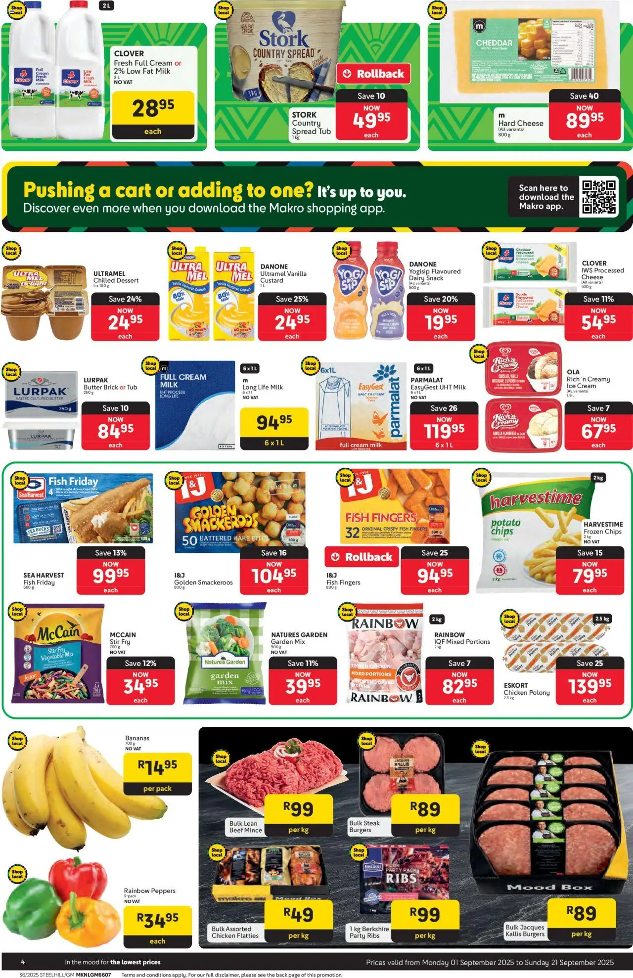 New Makro catalogue – valid from 01.09.2025 | Page: 4 | Products: Steak, Butter, Bananas, Ice cream