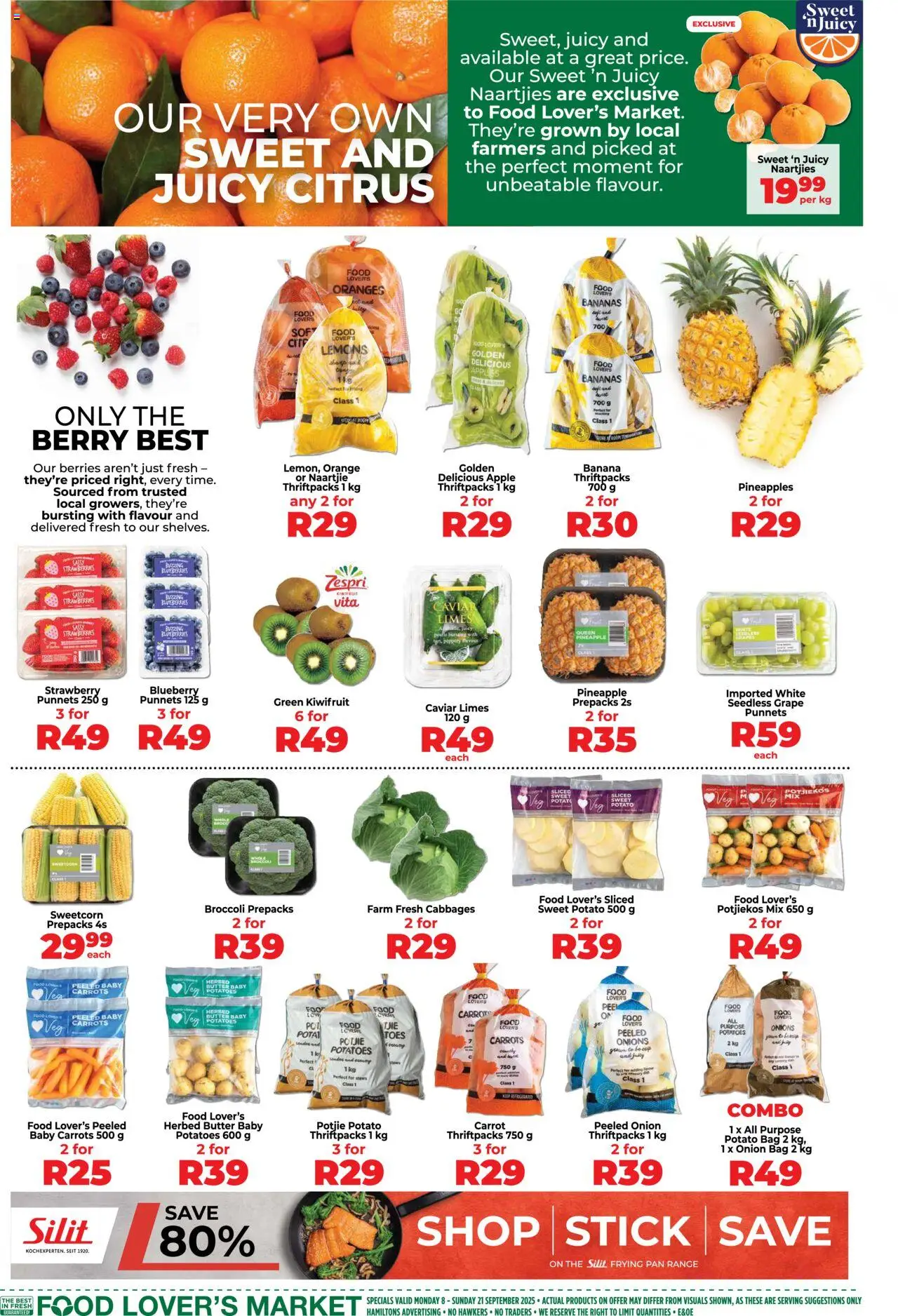New Food Lover's Market catalogue – valid from 08.09.2025 | Page: 2 | Products: Apples, Pineapple, Cabbages, Grapes