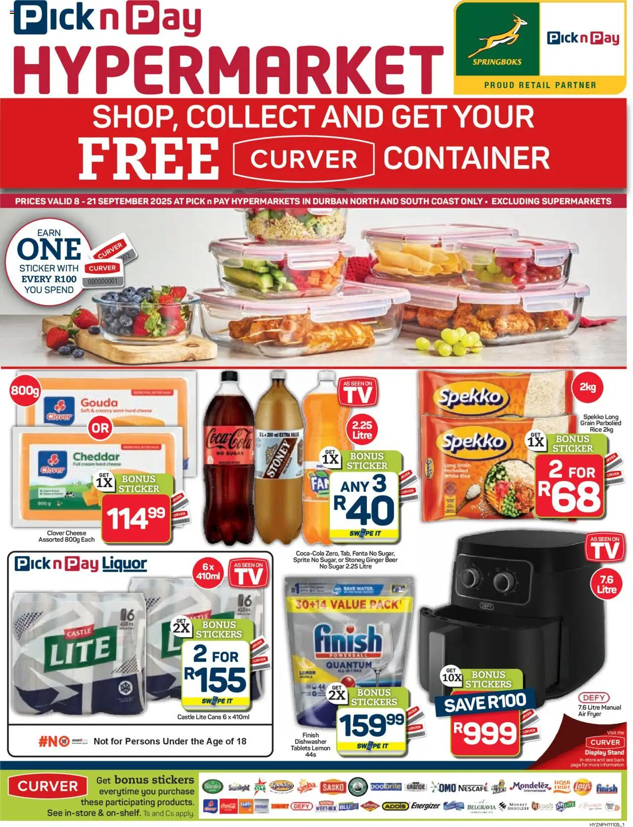 New Pick n Pay catalogue – valid from 08.09.2025 | Page: 1 | Products: Air fryer, Fanta, Water, Lemon