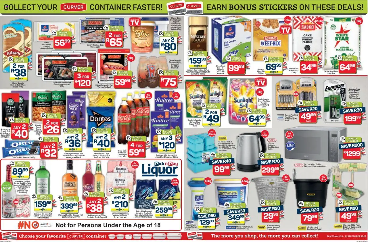 New Pick n Pay catalogue – valid from 08.09.2025 | Page: 2 | Products: Basket, Fish, Sugar, Bacon