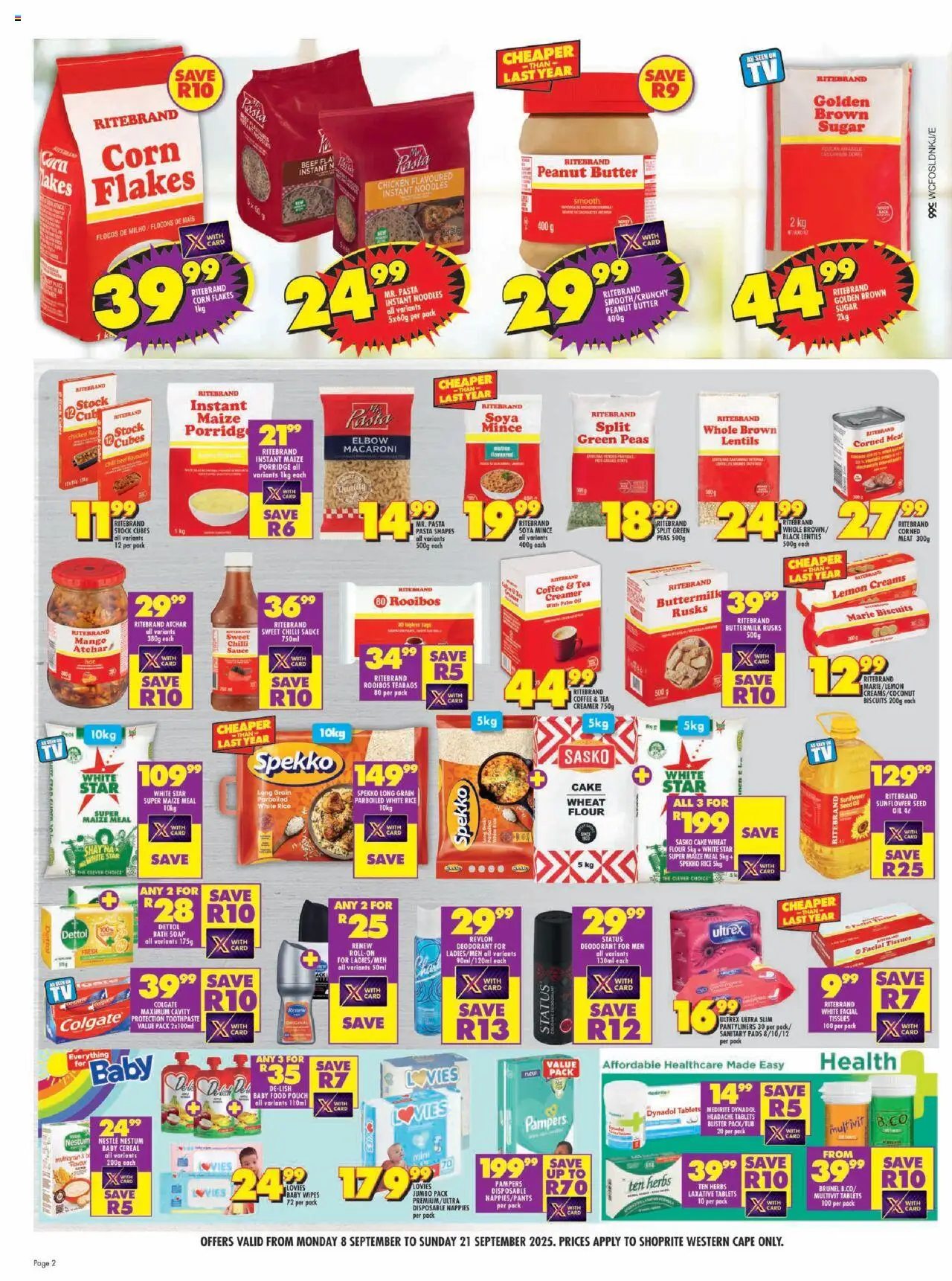 New Shoprite catalogue – valid from 08.09.2025 | Page: 2 | Products: Butter, Chicken, Tea, Deodorant