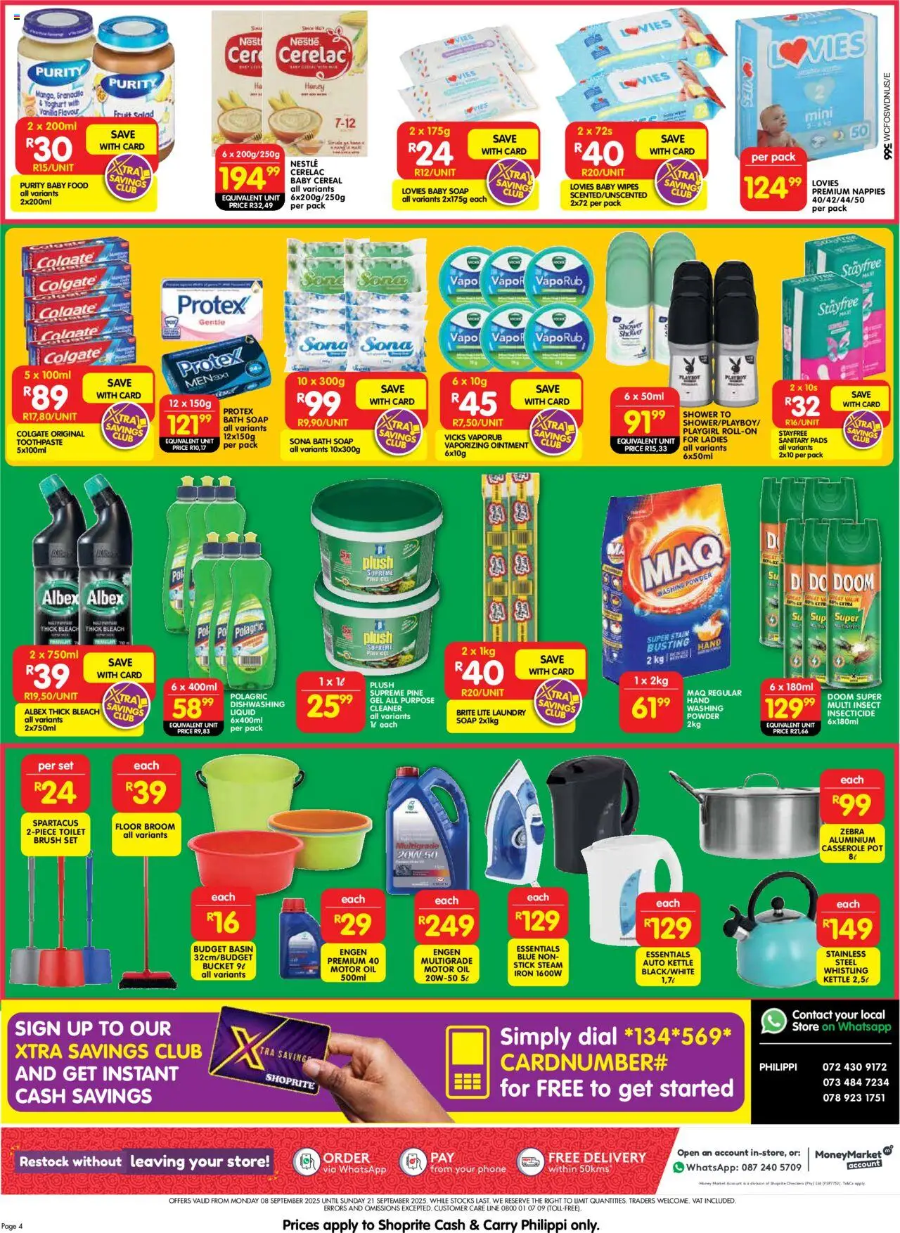 New Shoprite catalogue – valid from 08.09.2025 | Page: 4 | Products: Iron, Shower, Oil, Salad