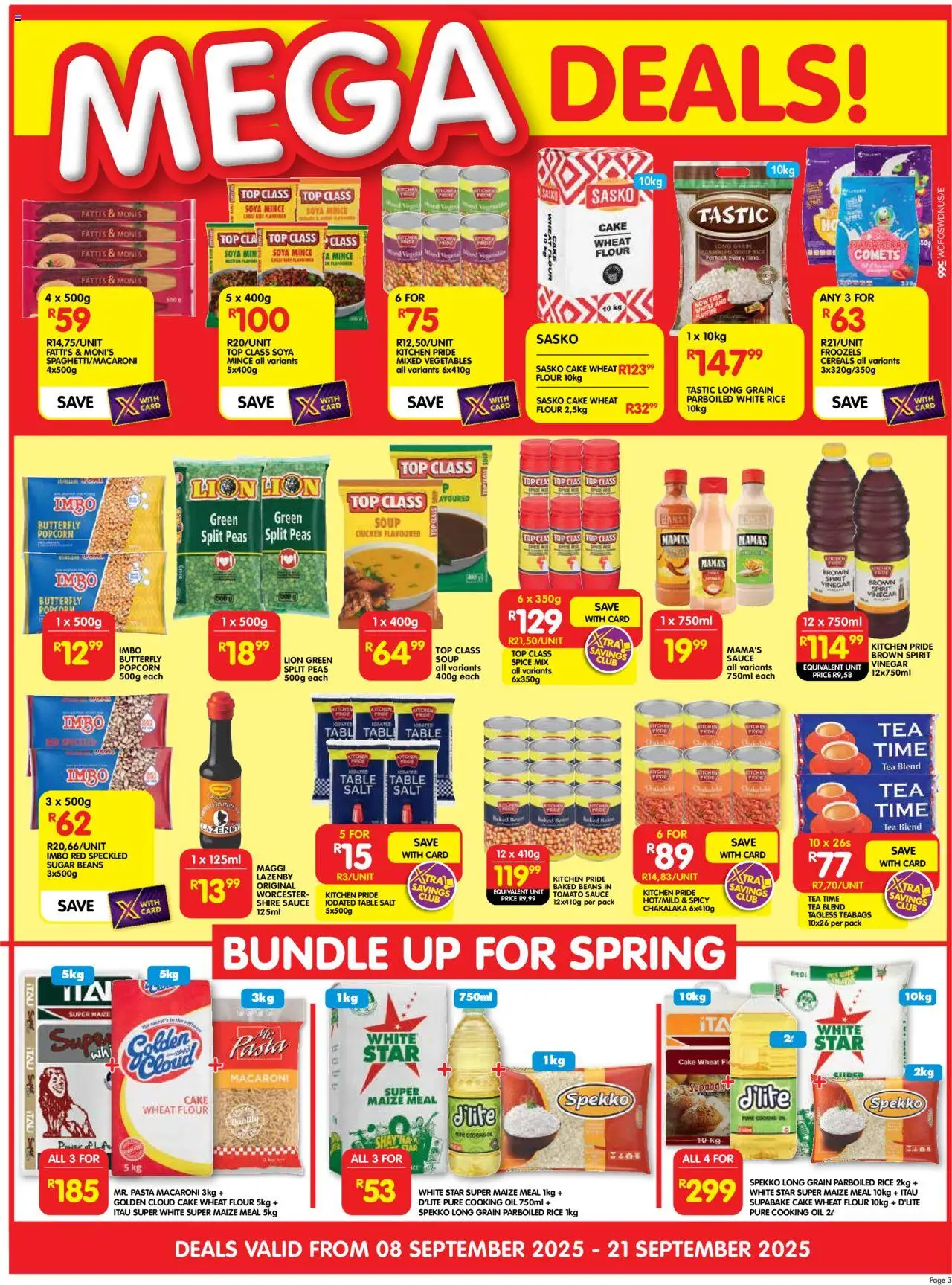 New Shoprite catalogue – valid from 08.09.2025 | Page: 3 | Products: Cake, Flour, Soup, Sugar
