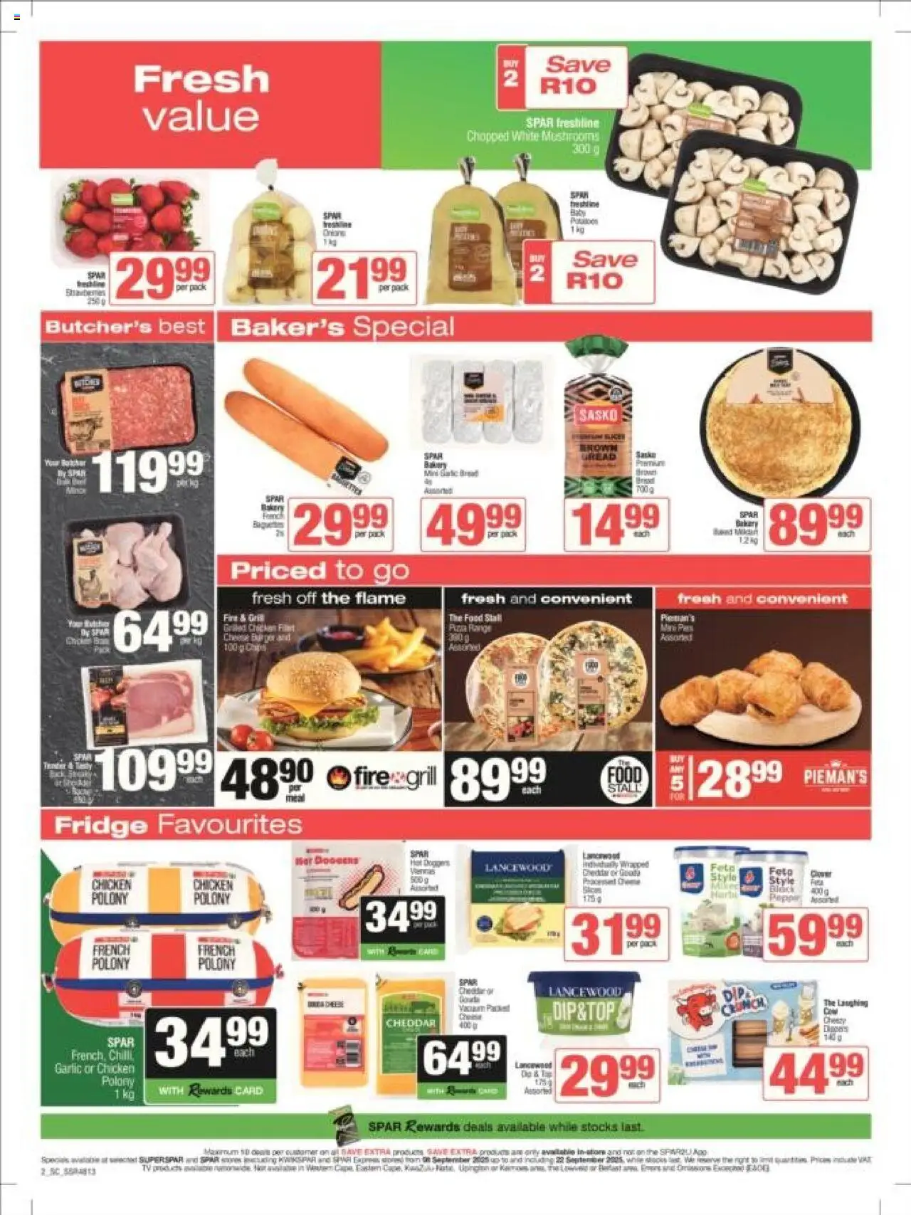 New Spar catalogue – valid from 08.09.2025 | Page: 2 | Products: Mushrooms, Fridge, Chips, Pepper