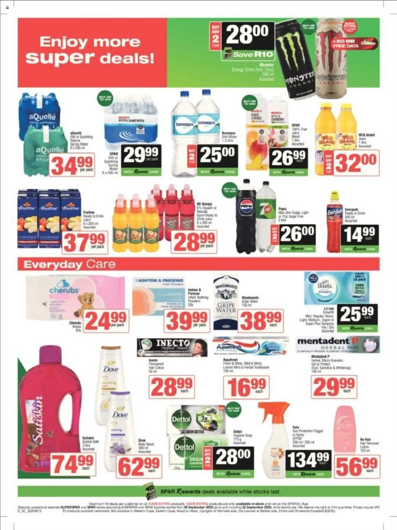New Spar catalogue – valid from 08.09.2025 | Page: 6 | Products: Light, Toothpaste, Water, Lemon