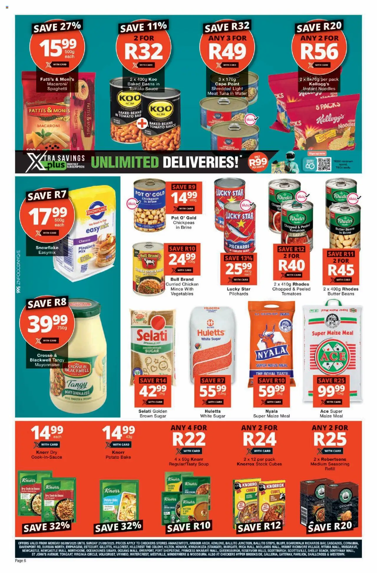 New Checkers catalogue – valid from 08.09.2025 | Page: 6 | Products: Baked beans, Seasoning, Sauce, Garlic