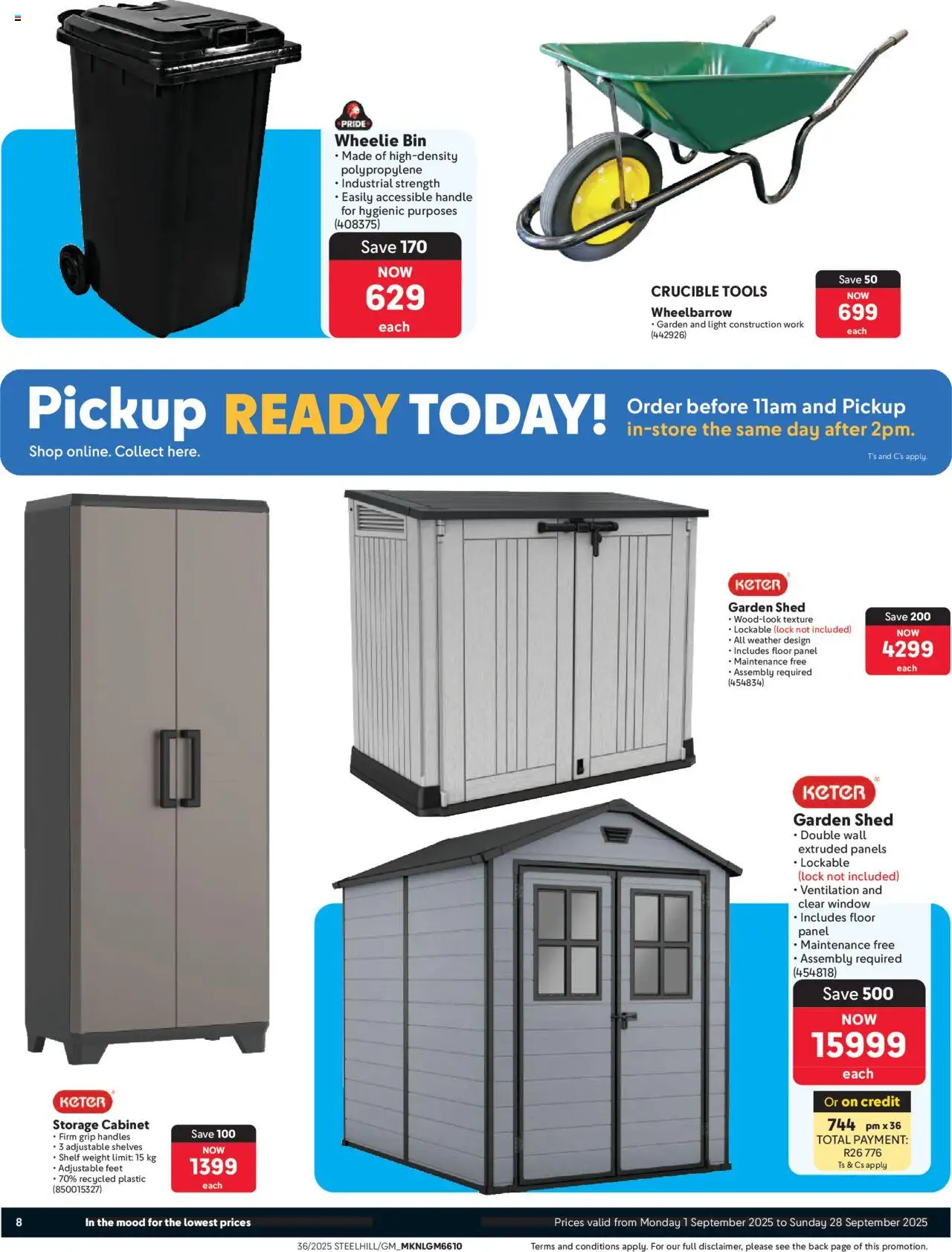 New Makro catalogue – valid from 01.09.2025 | Page: 8 | Products: Lock, Shelf, Light, Wheelbarrow