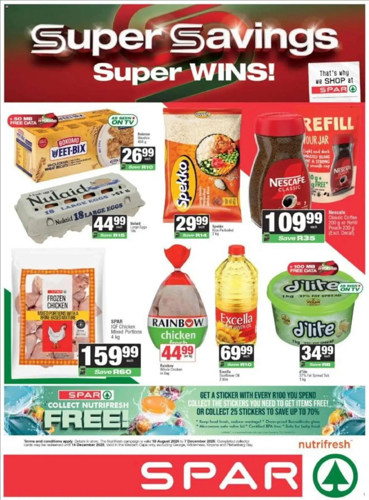 New Spar catalogue – valid from 08.09.2025 | Page: 1 | Products: Beans, TV, Coffee, Chicken