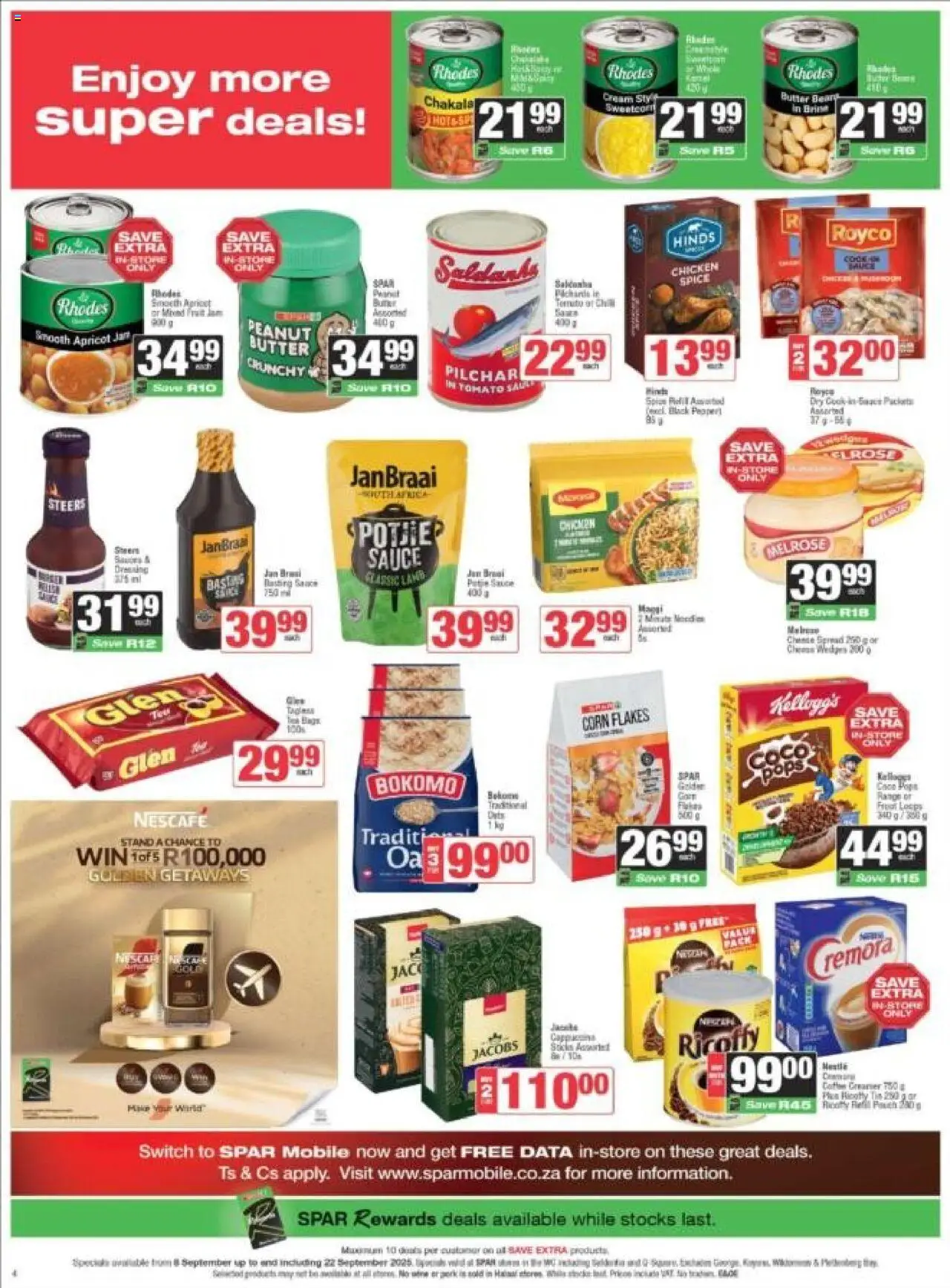 New Spar catalogue – valid from 08.09.2025 | Page: 4 | Products: Butter, Wine, Cream, Flakes