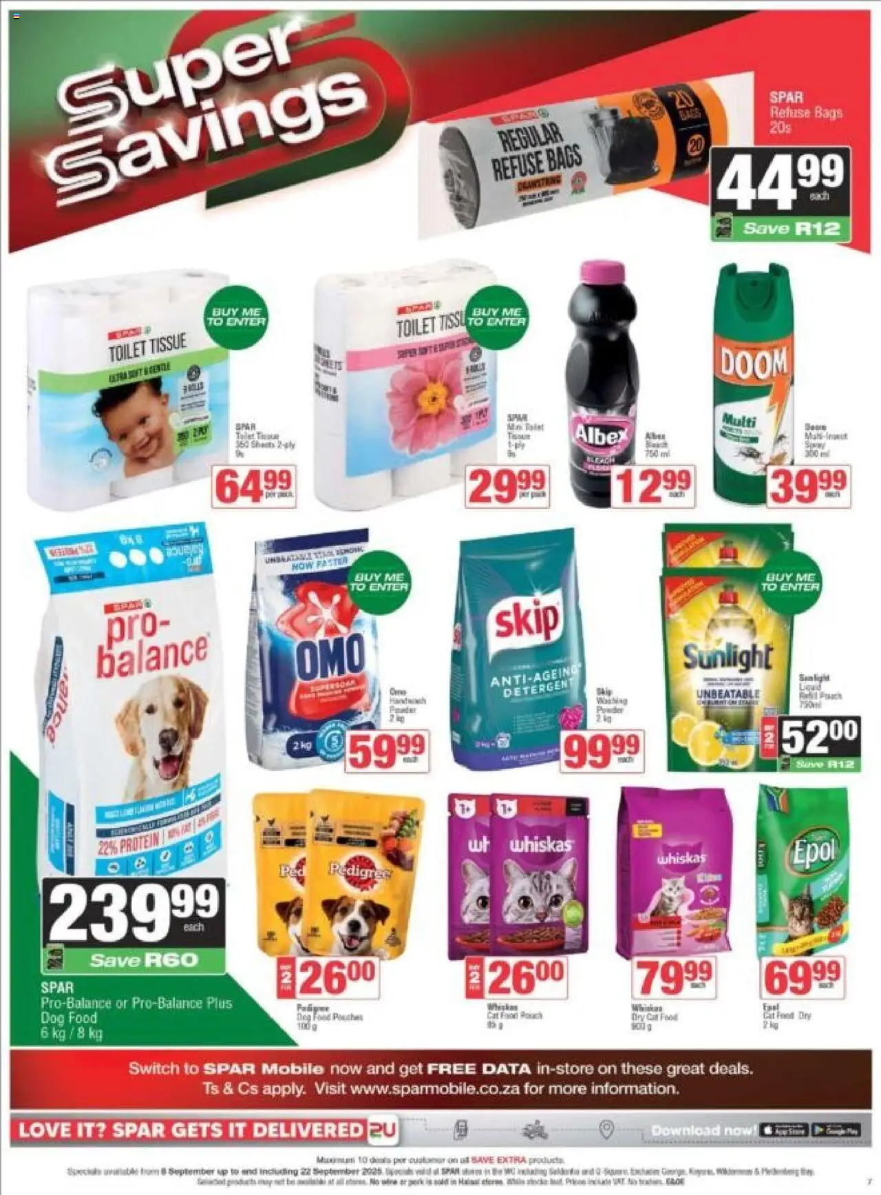 New Spar catalogue – valid from 08.09.2025 | Page: 7 | Products: Data, Toilet, Switch, Dog food