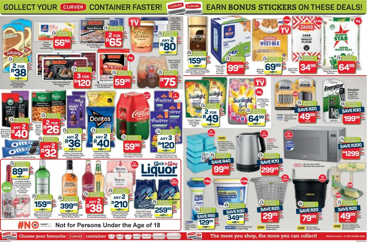 New Pick n Pay catalogue – valid from 08.09.2025 | Page: 2 | Products: Microwave oven, Battery, Mop, Lemon