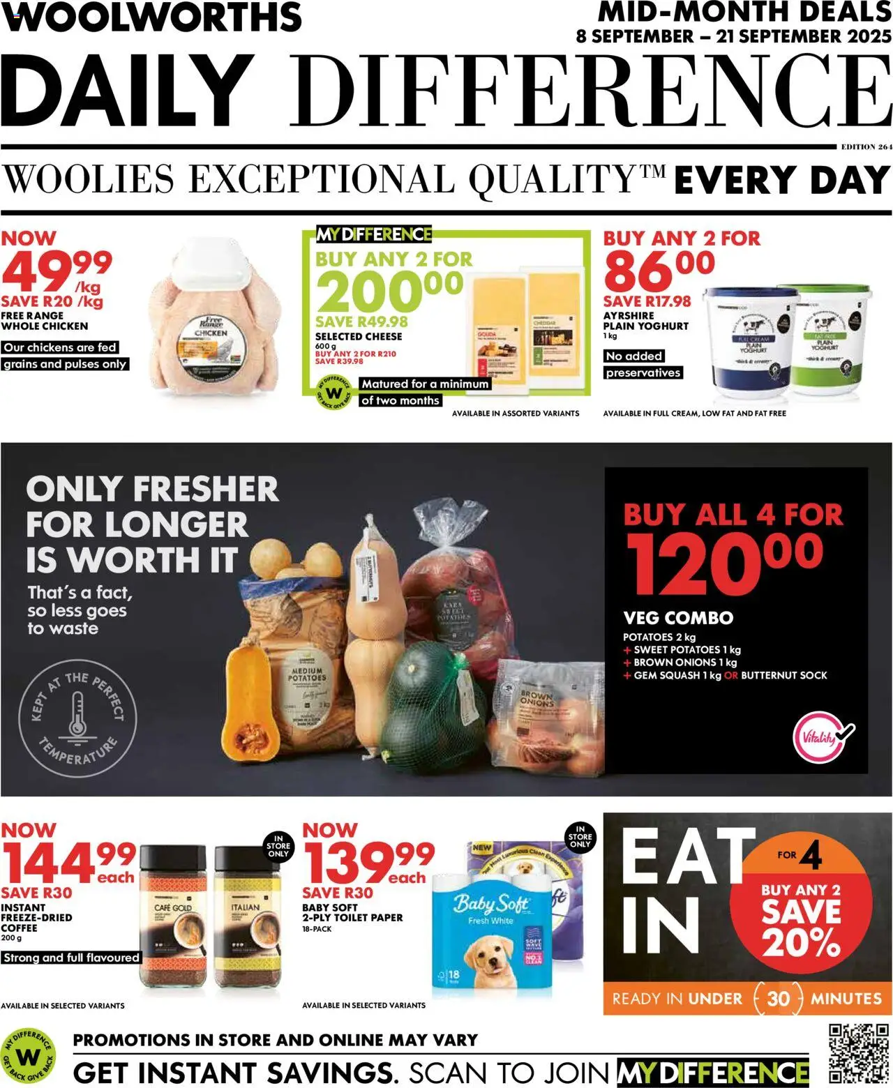 New Woolworths catalogue – valid from 08.09.2025 | Page: 1 | Products: Yoghurt, Potatoes, Onions, Paper
