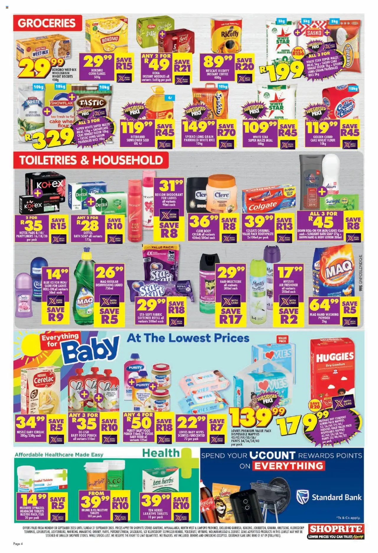 New Shoprite catalogue – valid from 08.09.2025 | Page: 4 | Products: Air freshener, Biscuits, Apples, Nappies
