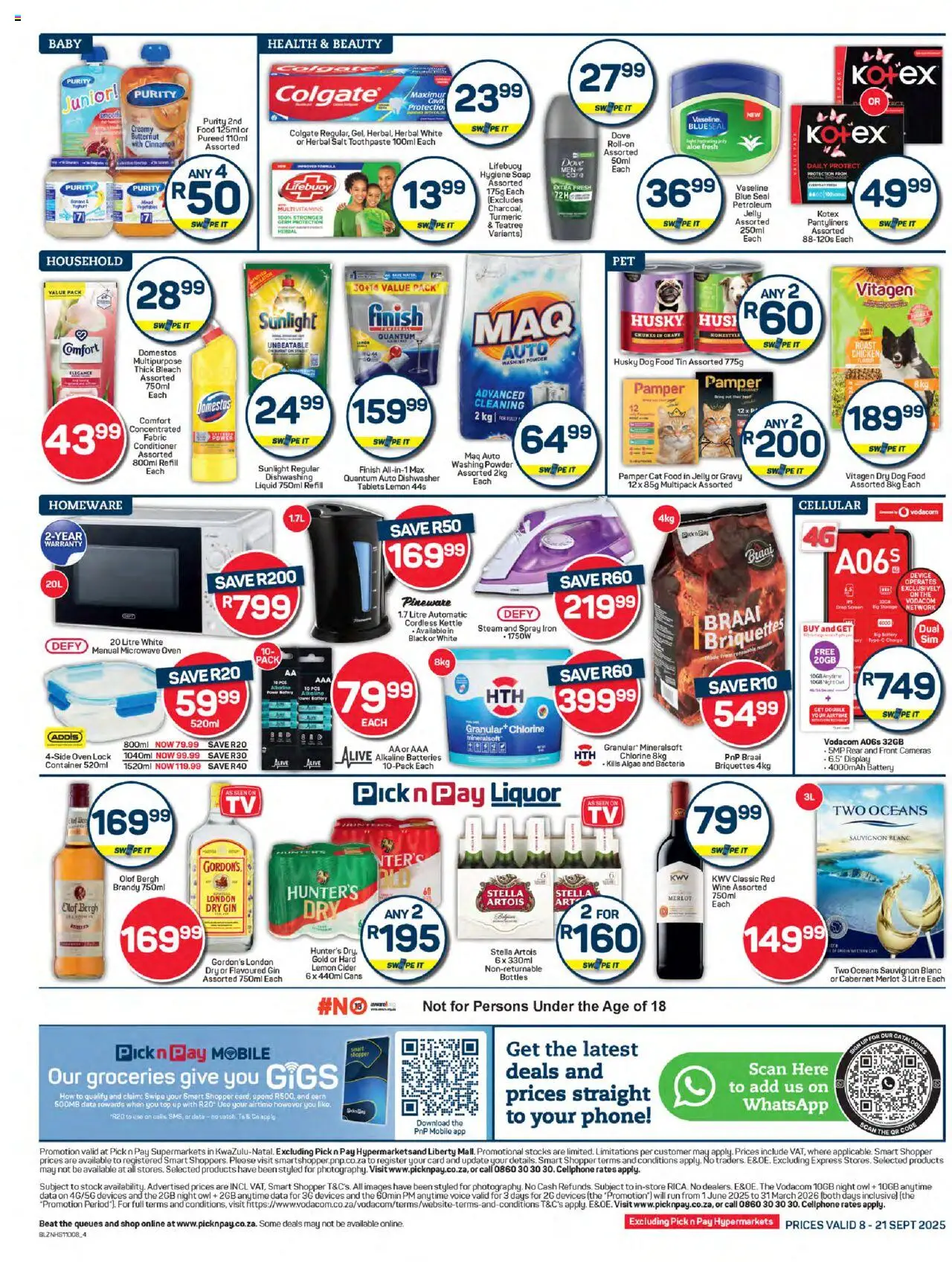 New Pick n Pay catalogue – valid from 08.09.2025 | Page: 4 | Products: Kettle, Battery, Wine, Toothpaste