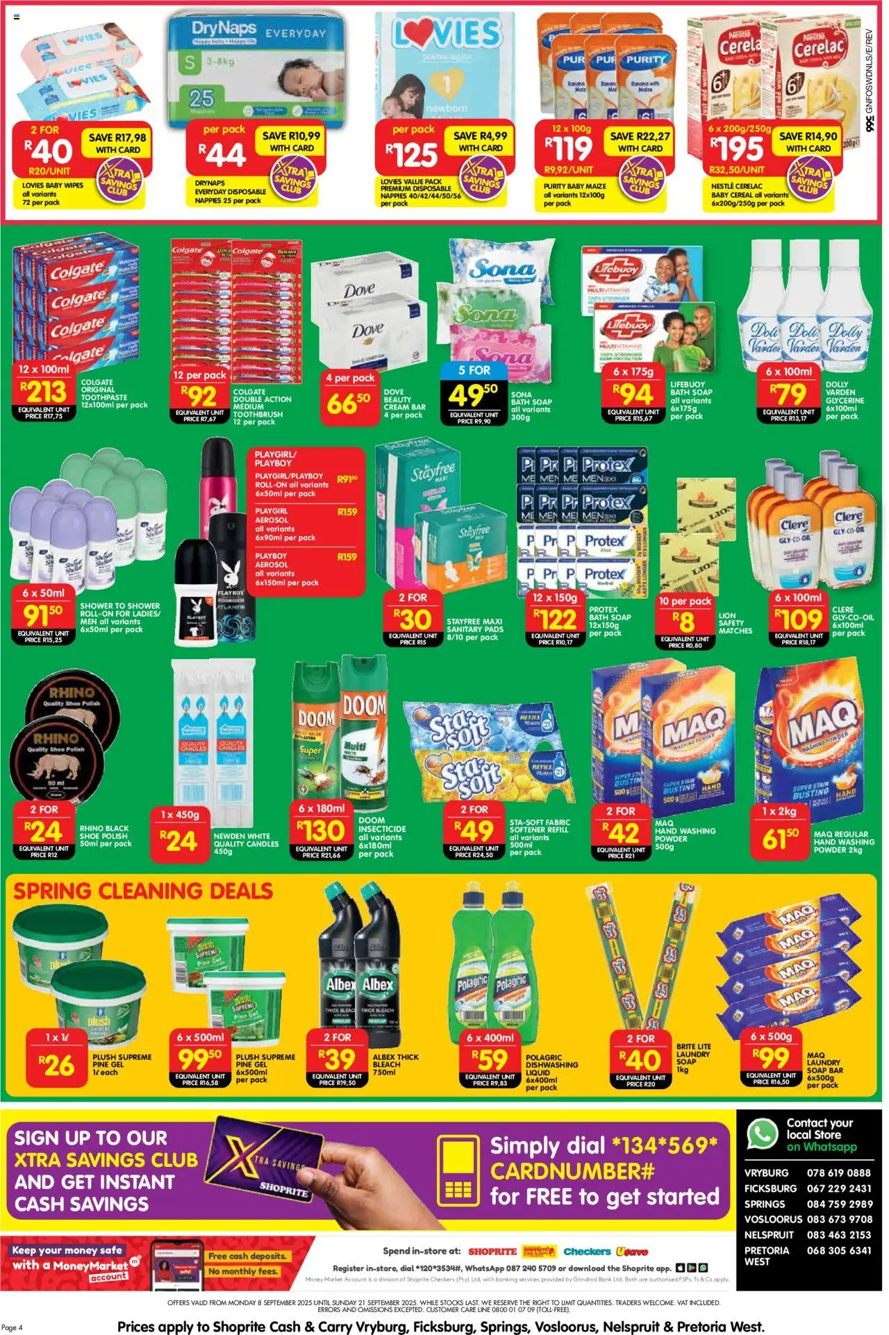 New Shoprite catalogue – valid from 08.09.2025 | Page: 4 | Products: Shower, Bleach, Cream, Soap