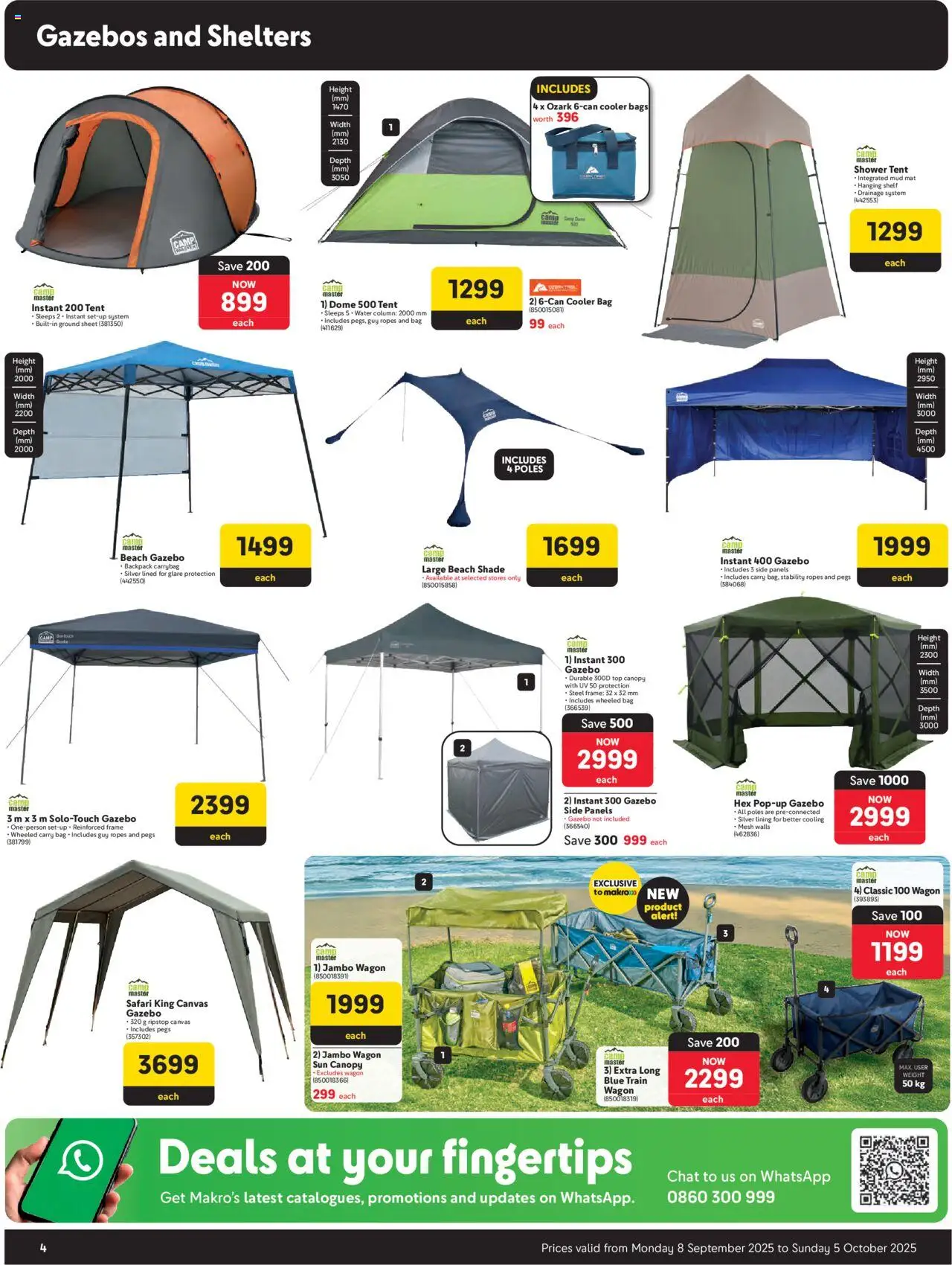 New Makro catalogue – valid from 08.09.2025 | Page: 4 | Products: Backpack, Shelf, Cooler, Tent