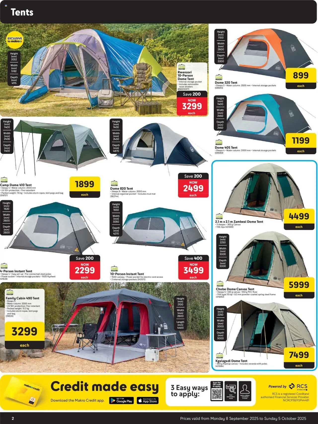 New Makro catalogue – valid from 08.09.2025 | Page: 2 | Products: Bag, Frame, Tent, Water