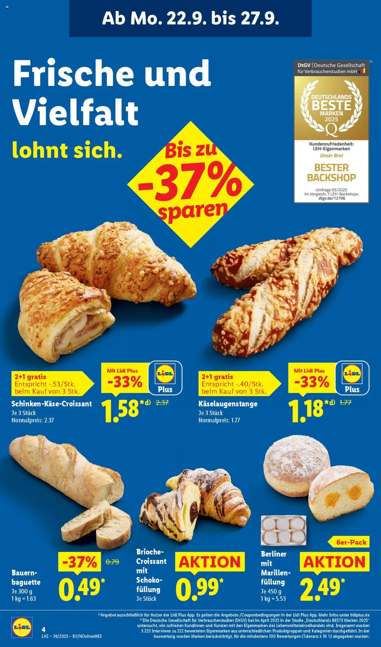 Lidl Prospekt München – gültig ab 22.09.2025 | Seite: 10 | Produkte: Berliner, Baguette, Croissant, Brot