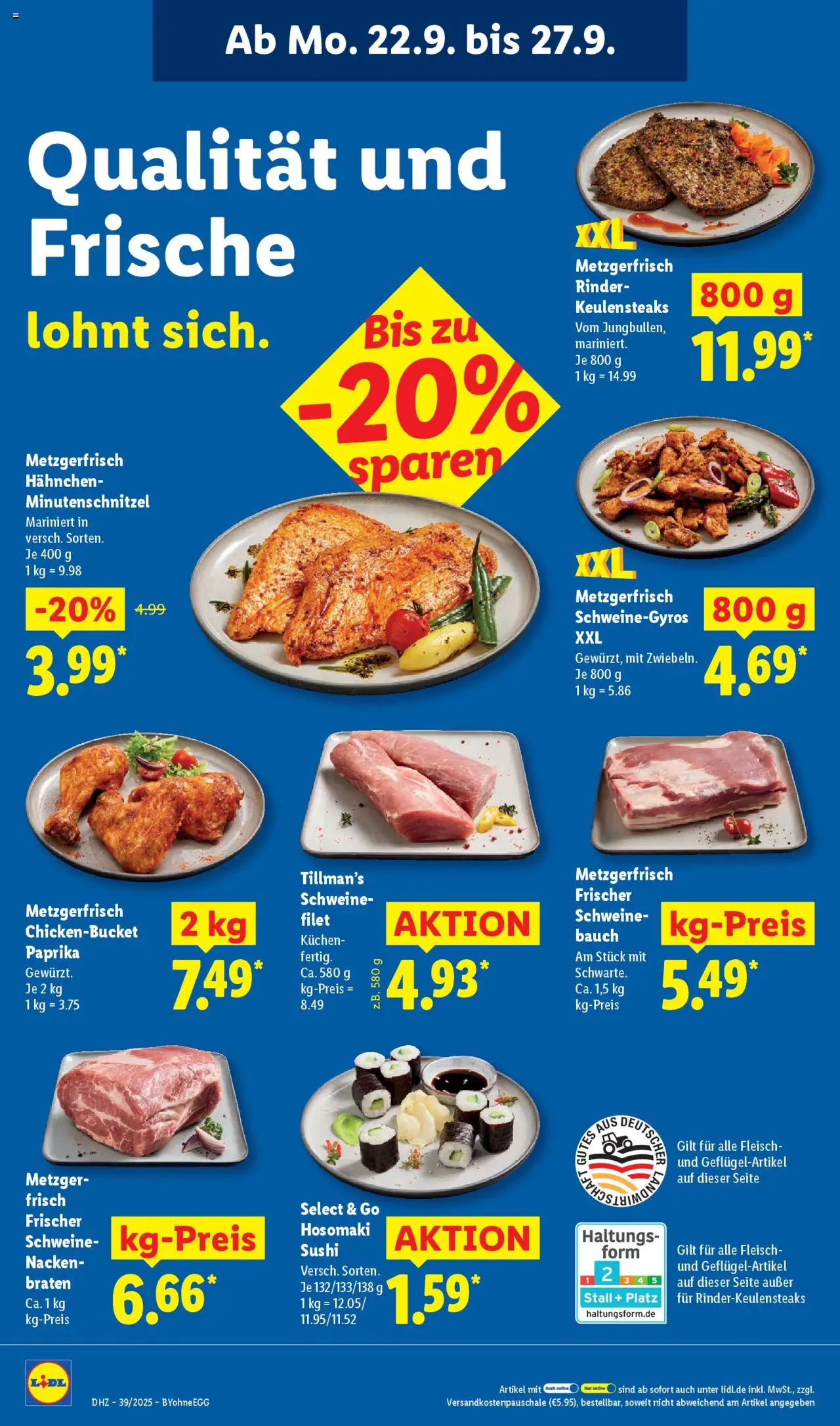 Lidl Prospekt München – gültig ab 22.09.2025 | Seite: 12 | Produkte: Hahnchen, Paprika, Kuchen, Fleisch