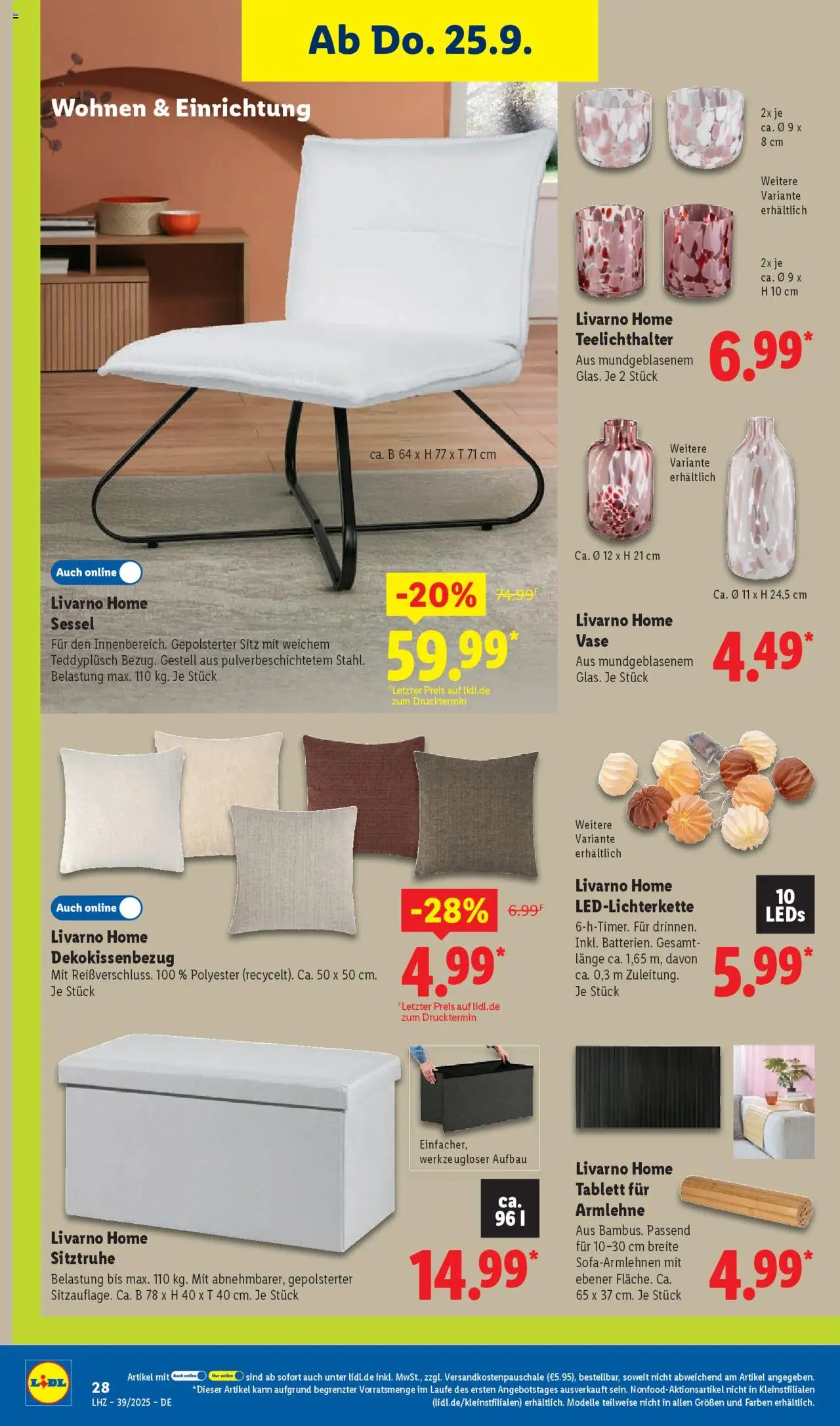 Lidl Prospekt München – gültig ab 22.09.2025 | Seite: 38 | Produkte: Sessel, Vase