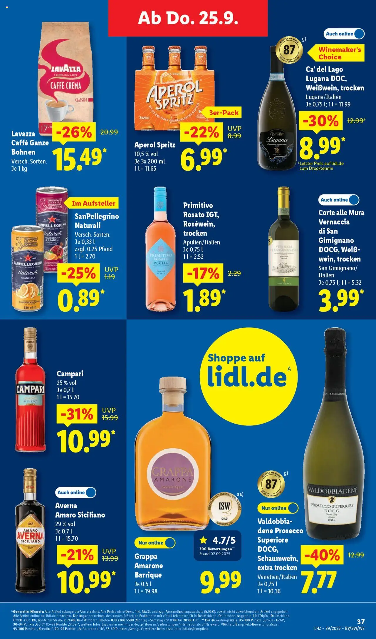 Lidl Prospekt München – gültig ab 22.09.2025 | Seite: 49 | Produkte: Lavazza, Campari, Aperol, Telefon