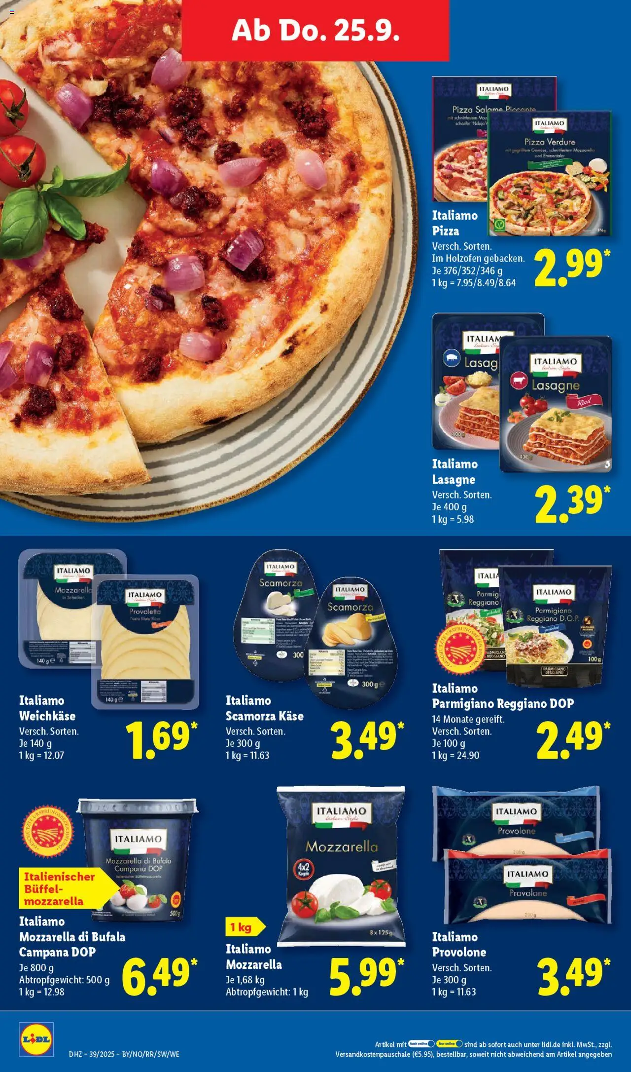 Lidl Prospekt München – gültig ab 22.09.2025 | Seite: 50 | Produkte: Käse, Mozzarella, Pasta, Pizza