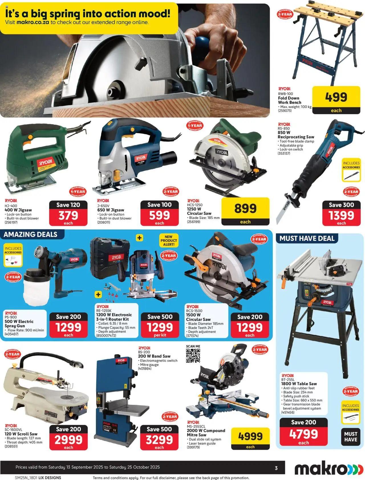 New Makro catalogue – valid from 13.09.2025 | Page: 3 | Products: Router, Reciprocating saw, Table, Jigsaw