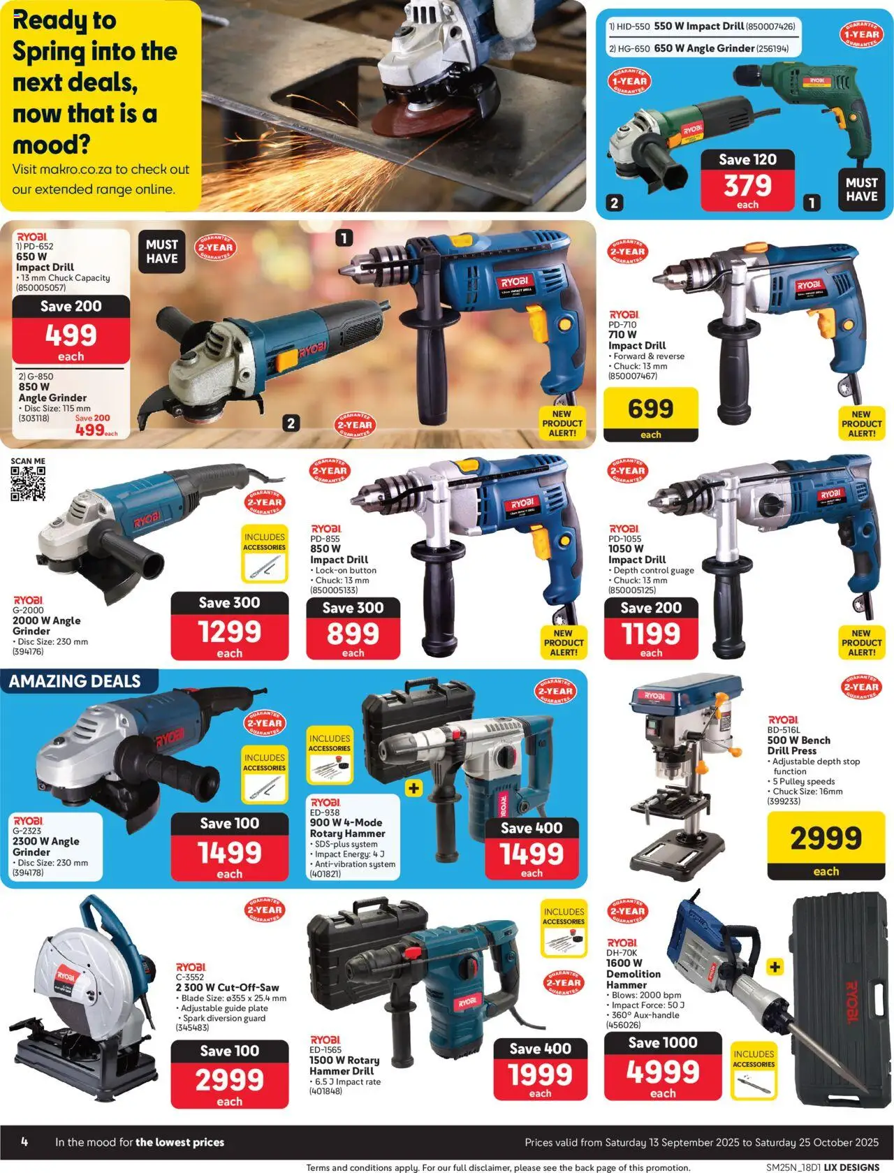 New Makro catalogue – valid from 13.09.2025 | Page: 4 | Products: Plate, Rotary hammer, Hammer, Angle grinder
