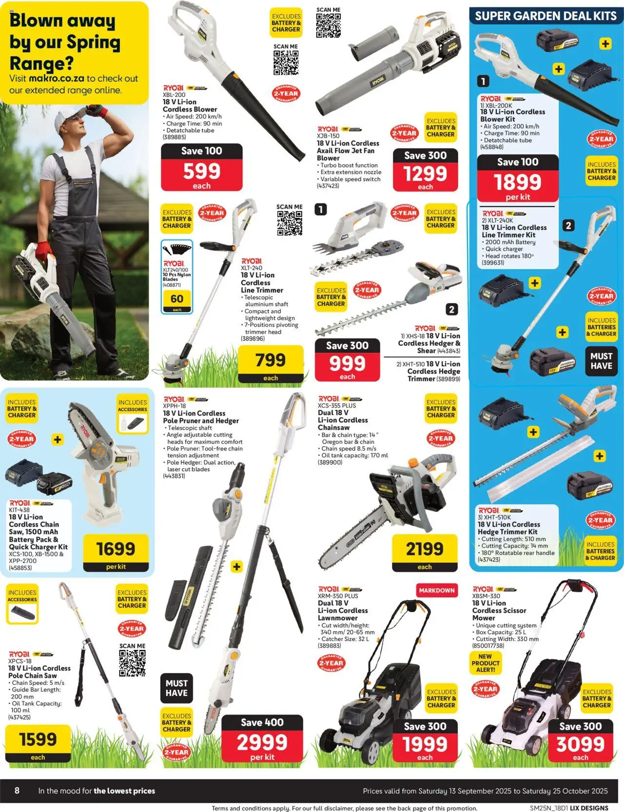 New Makro catalogue – valid from 13.09.2025 | Page: 8 | Products: Fan, Mower, Chainsaw, Battery
