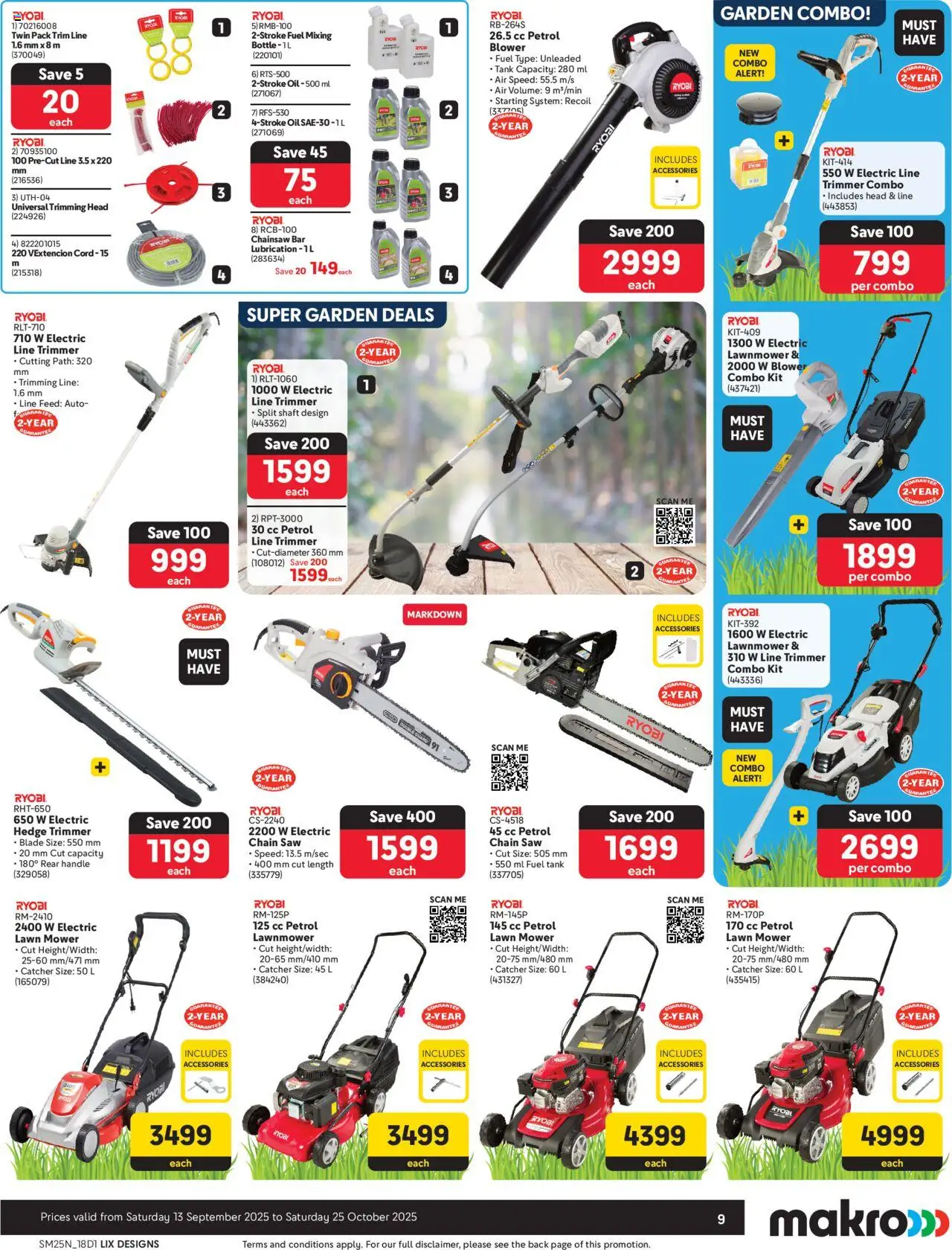 New Makro catalogue – valid from 13.09.2025 | Page: 9 | Products: Tank, Mower, Chainsaw, Oil