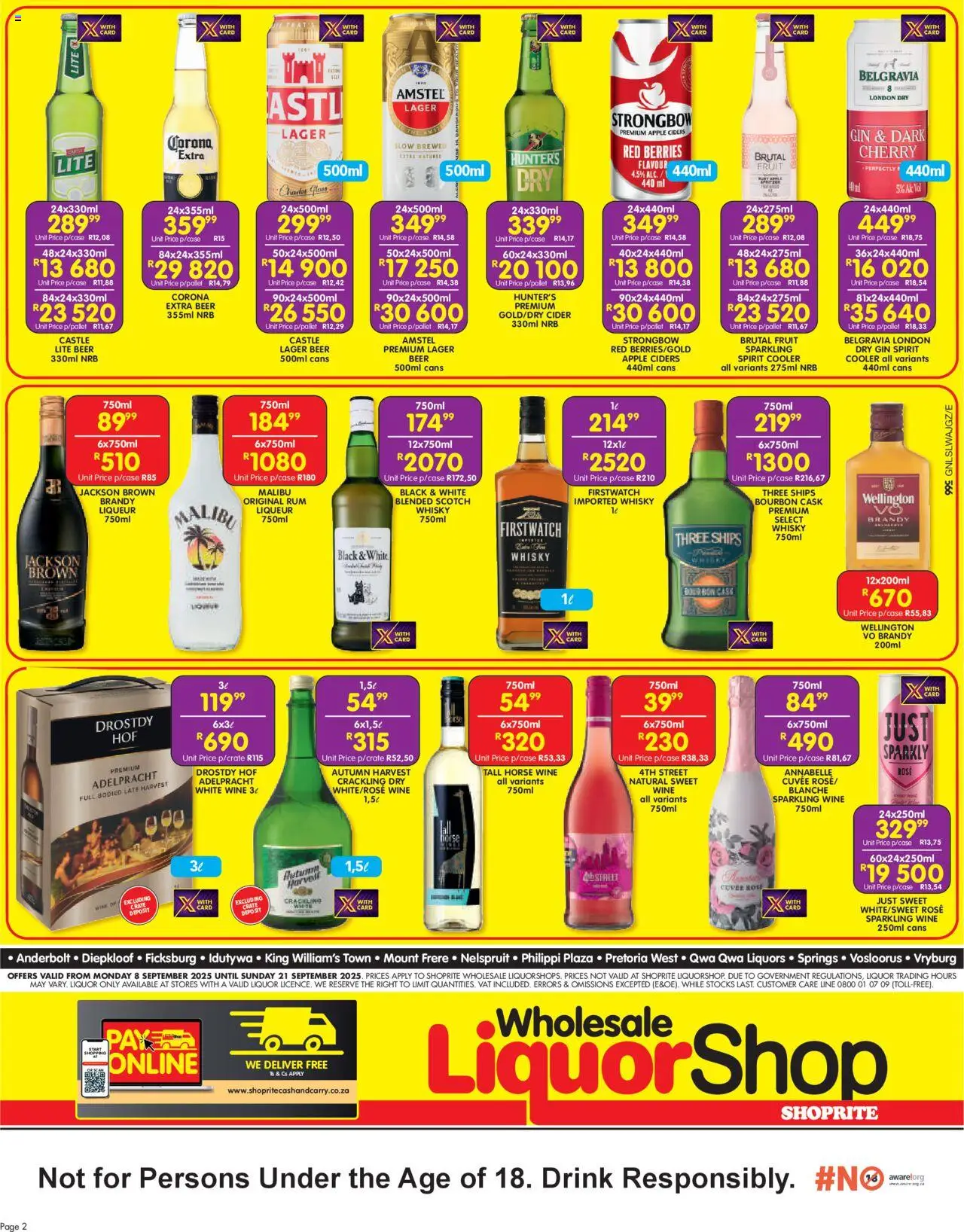 New Shoprite catalogue – valid from 08.09.2025 | Page: 2 | Products: Case, Crate, Rum, Cider