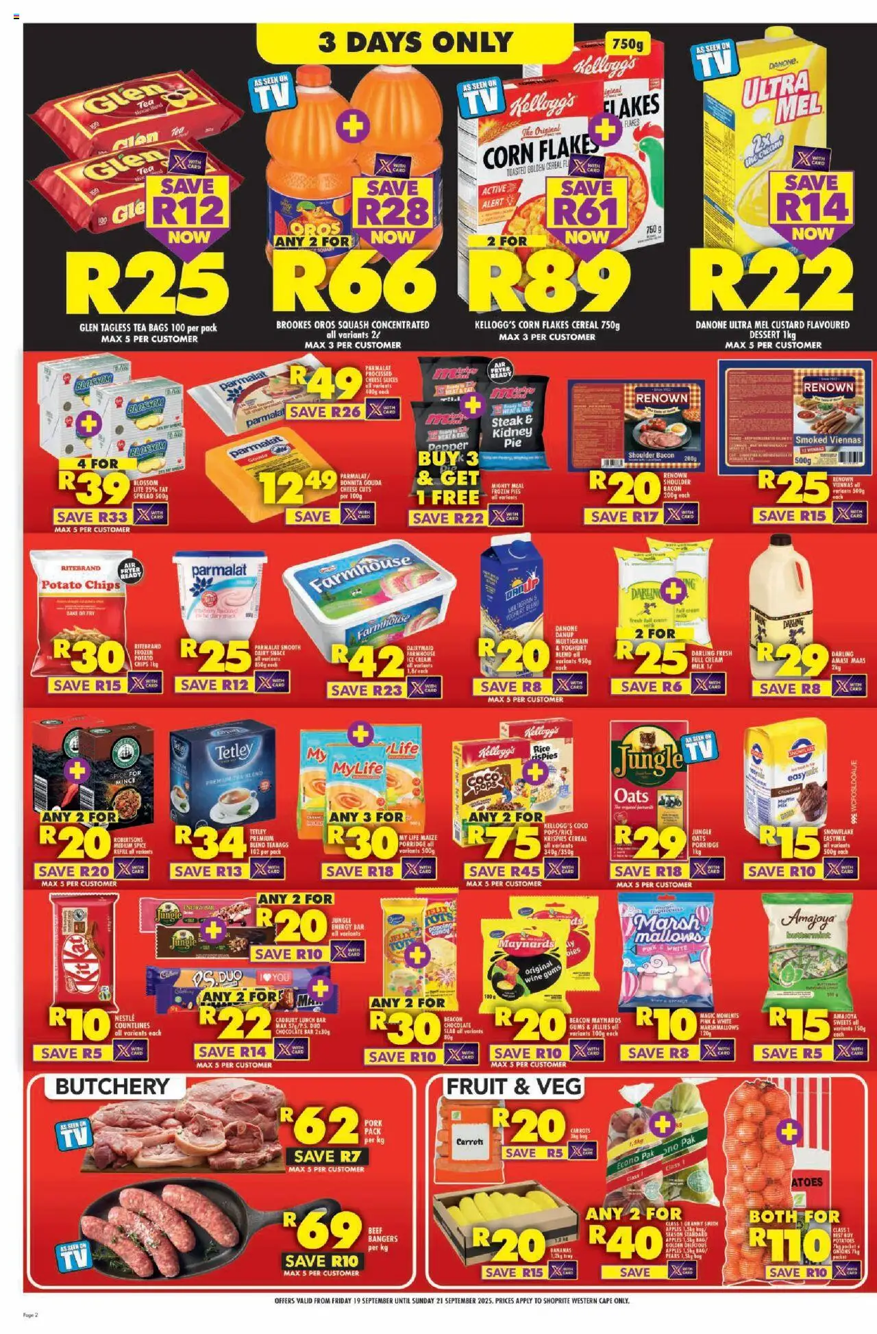 New Shoprite catalogue – valid from 19.09.2025 | Page: 2 | Products: TV, Pork, Fruit, Pepper