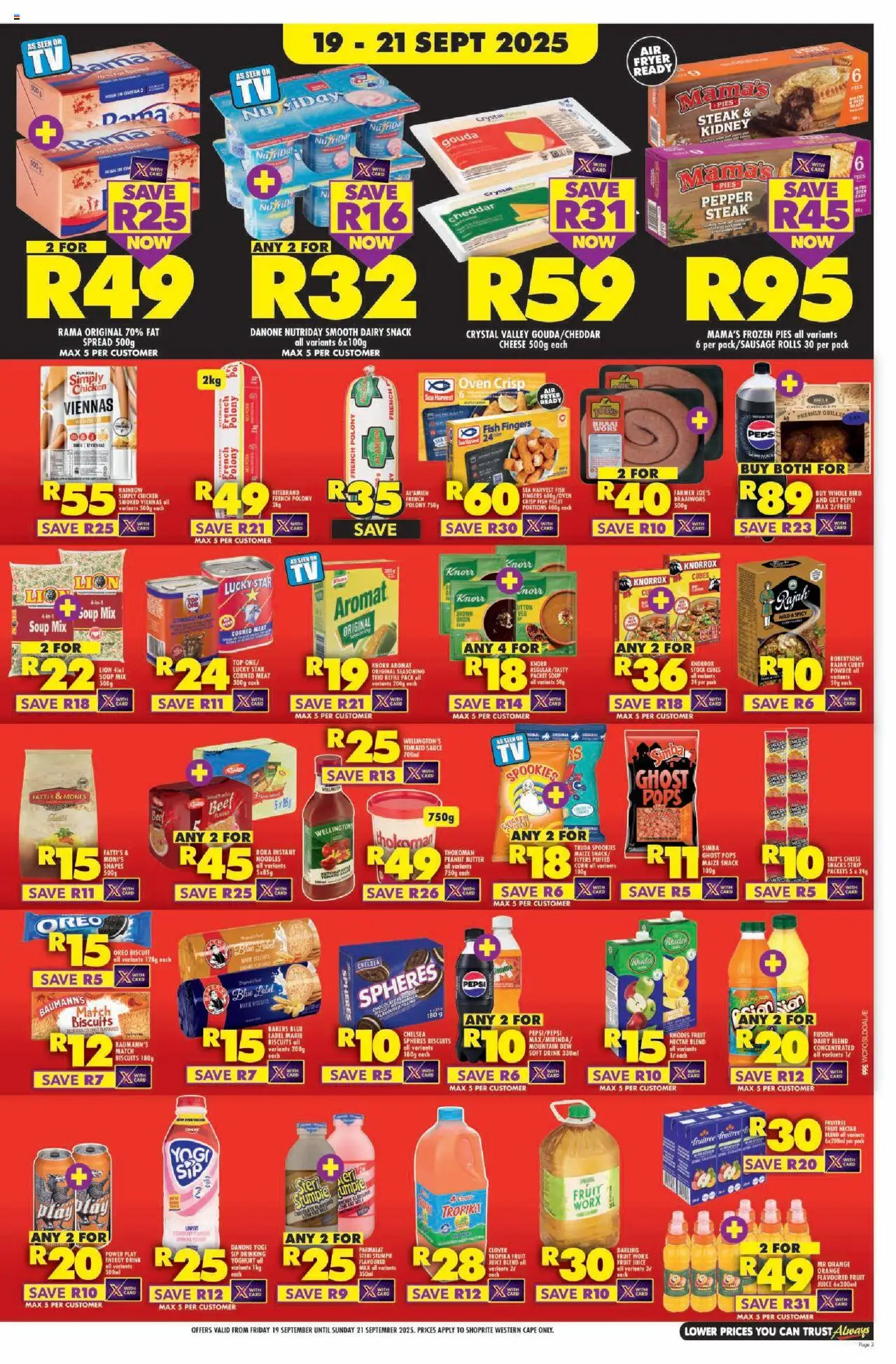 New Shoprite catalogue – valid from 19.09.2025 | Page: 3 | Products: Milk, Beef, Soup, Sauce