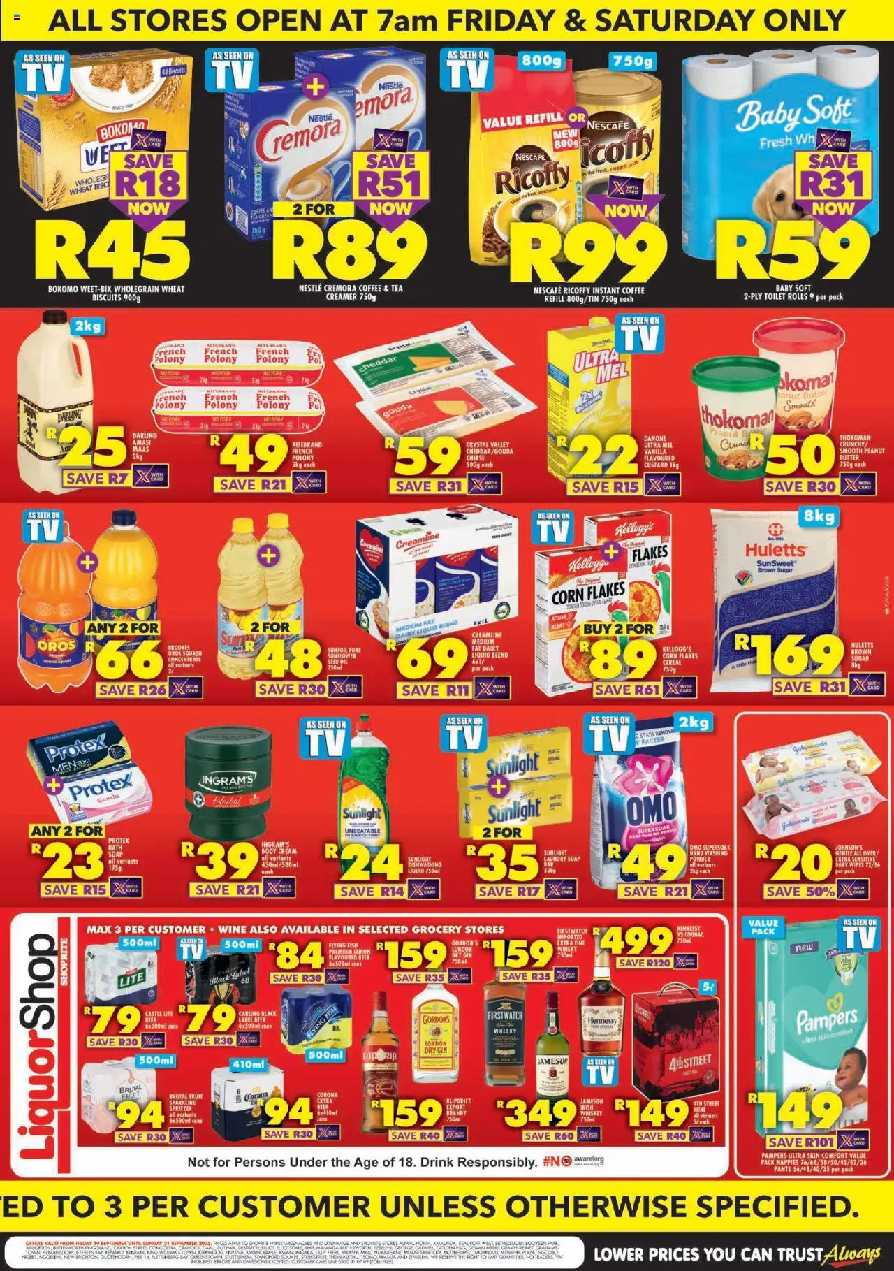 New Shoprite catalogue – valid from 19.09.2025 | Page: 2 | Products: Biscuits, Fish, Gin, Fruit