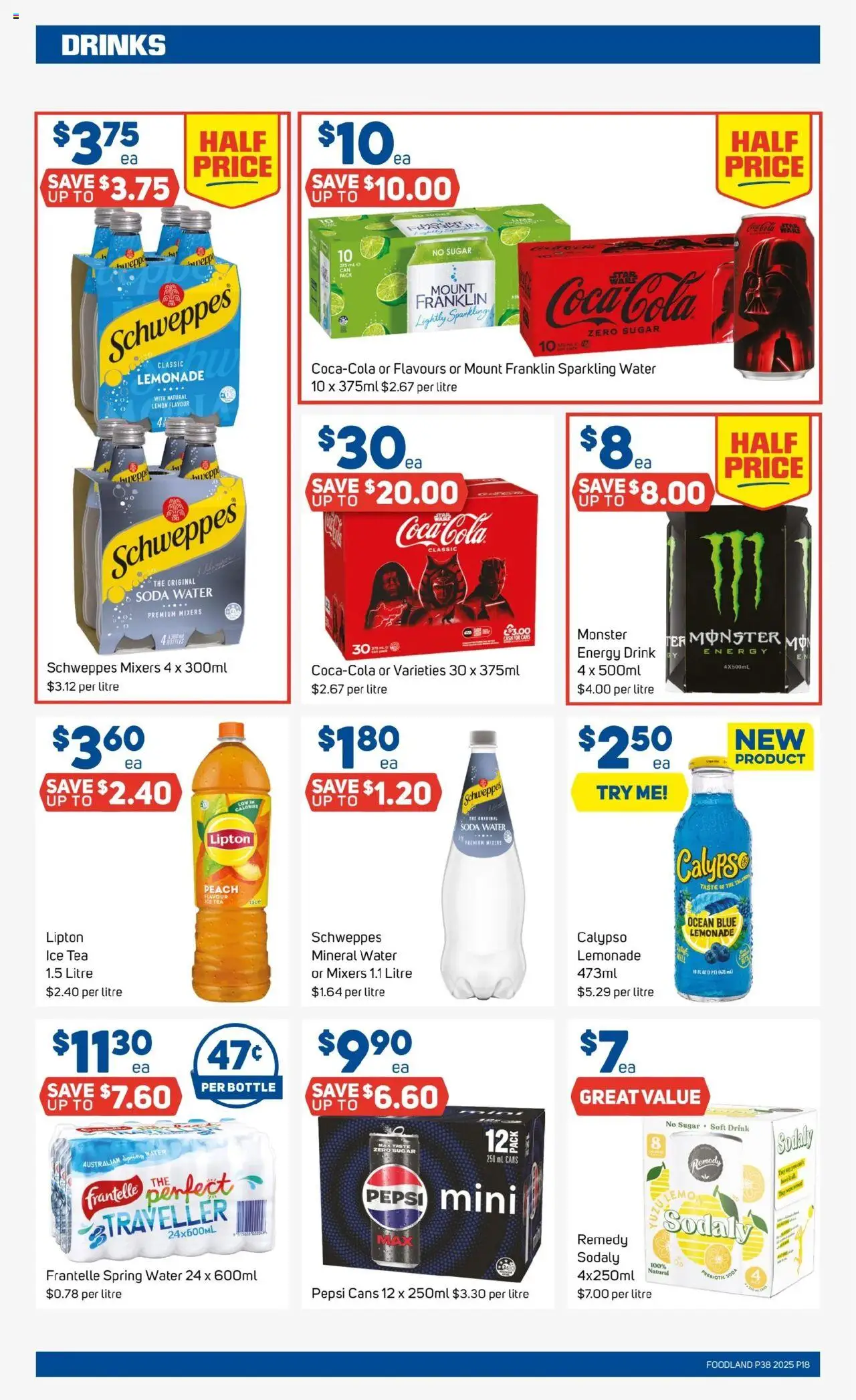 Foodland catalogue - valid from 17.09.2025 | Page: 18 | Products: Energy drink, Tea, Lemon, Peach