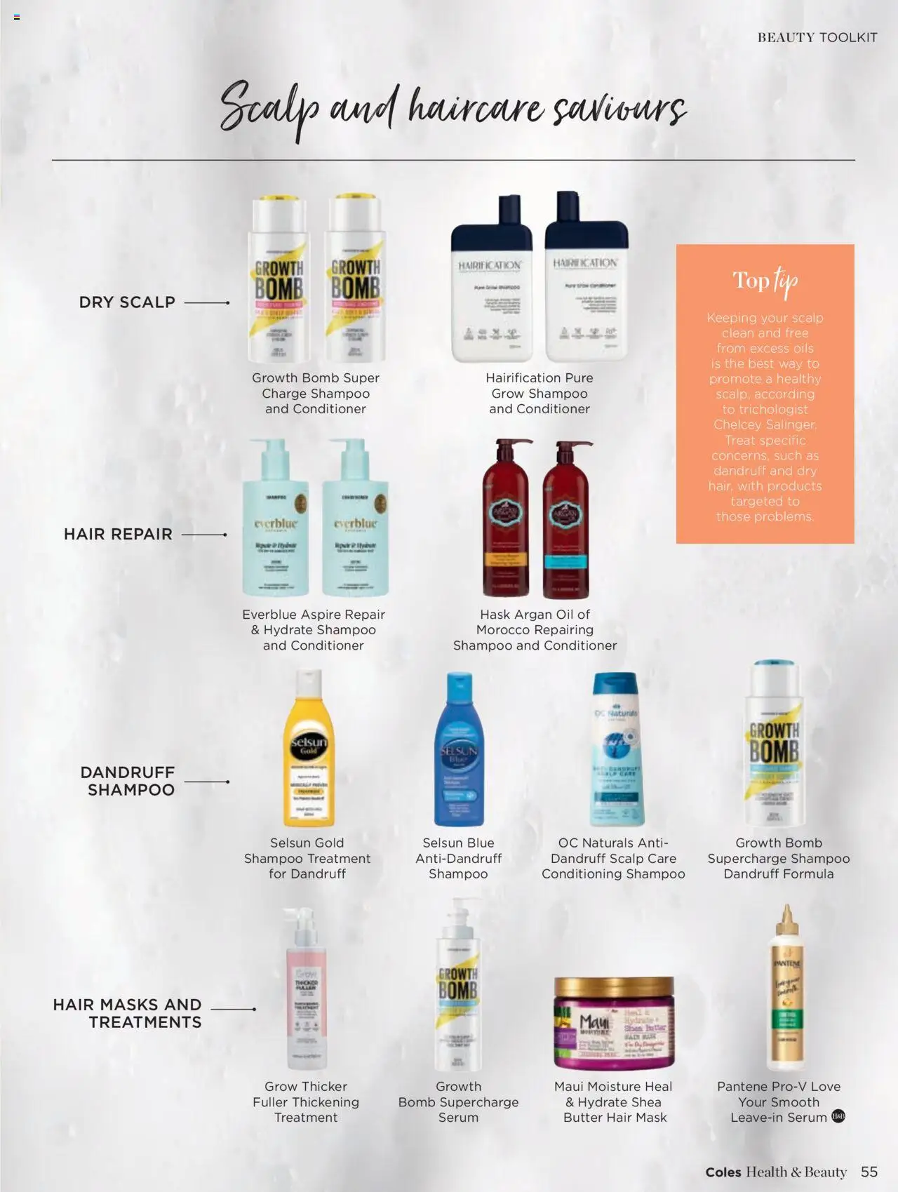 Coles catalogue - valid from 07.04.2025 | Page: 55 | Products: Shampoo, Conditioner, Mask, Treatment