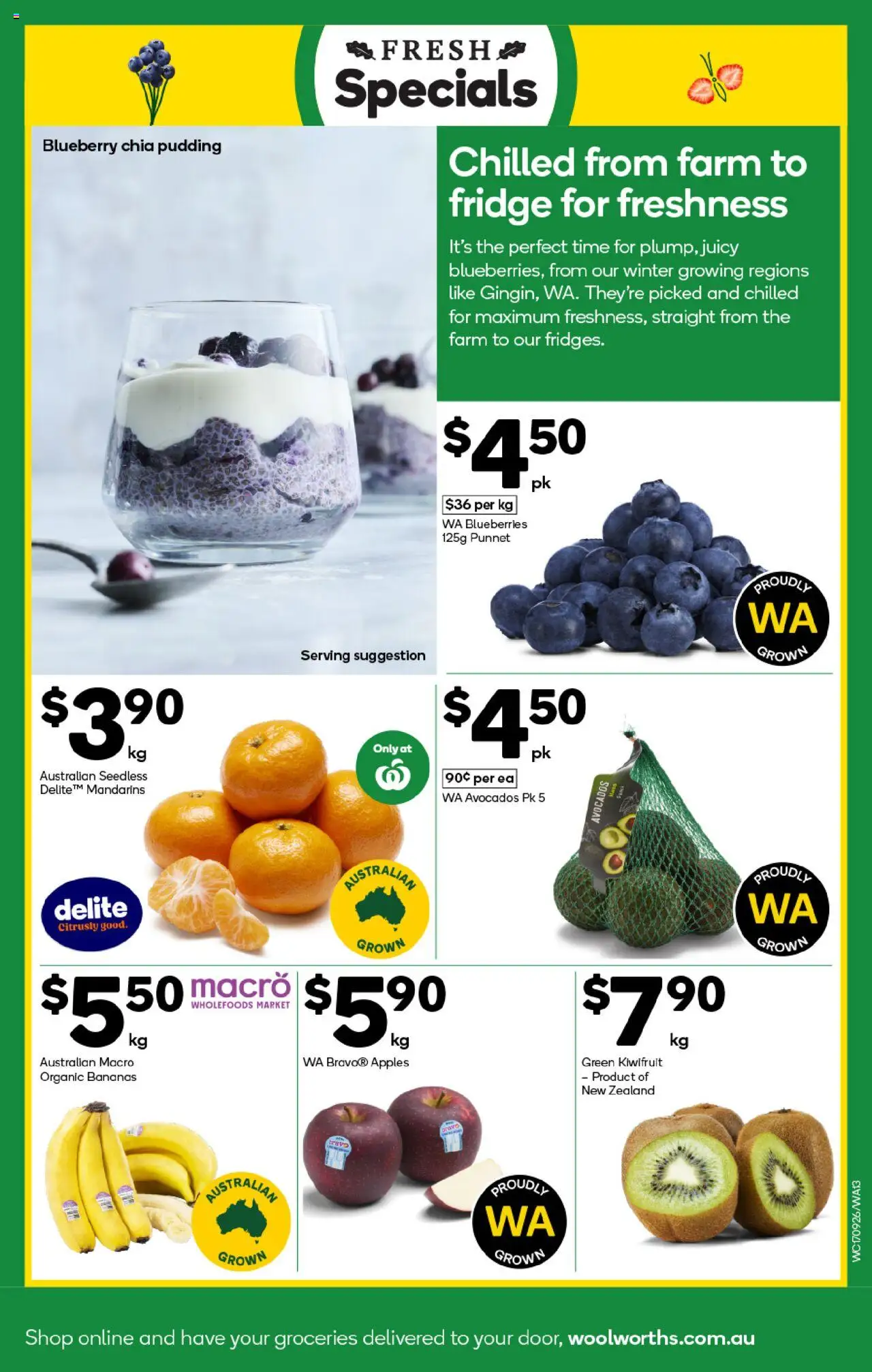 Woolworths catalogue - valid from 17.09.2025 | Page: 13 | Products: Bananas, Mandarins, Pudding, Blueberries