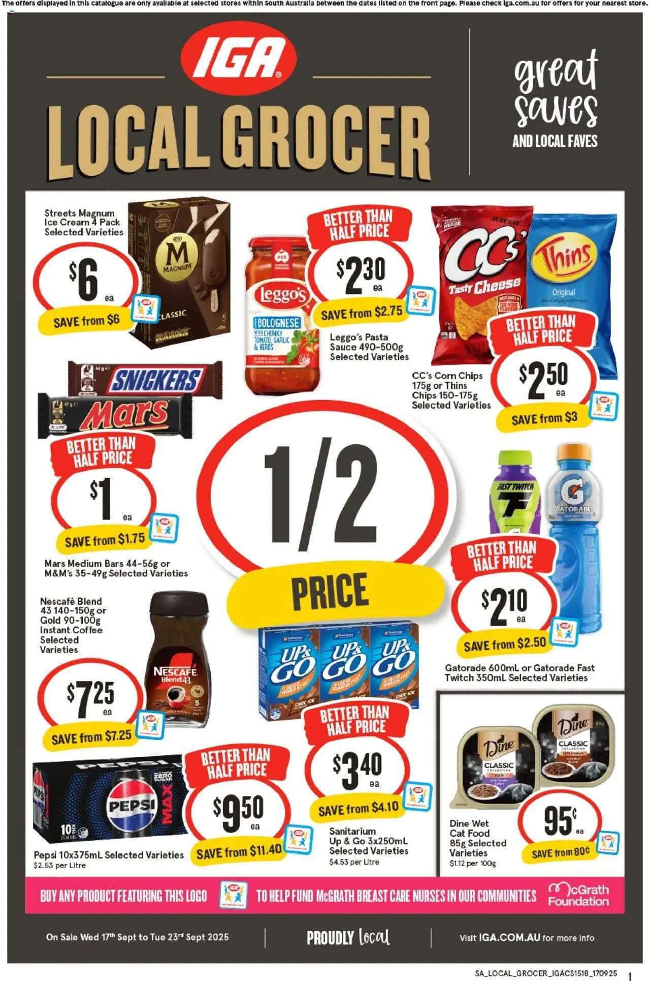 IGA catalogue - valid from 17.09.2025 | Page: 1 | Products: Cream, Sauce, Garlic, Foundation