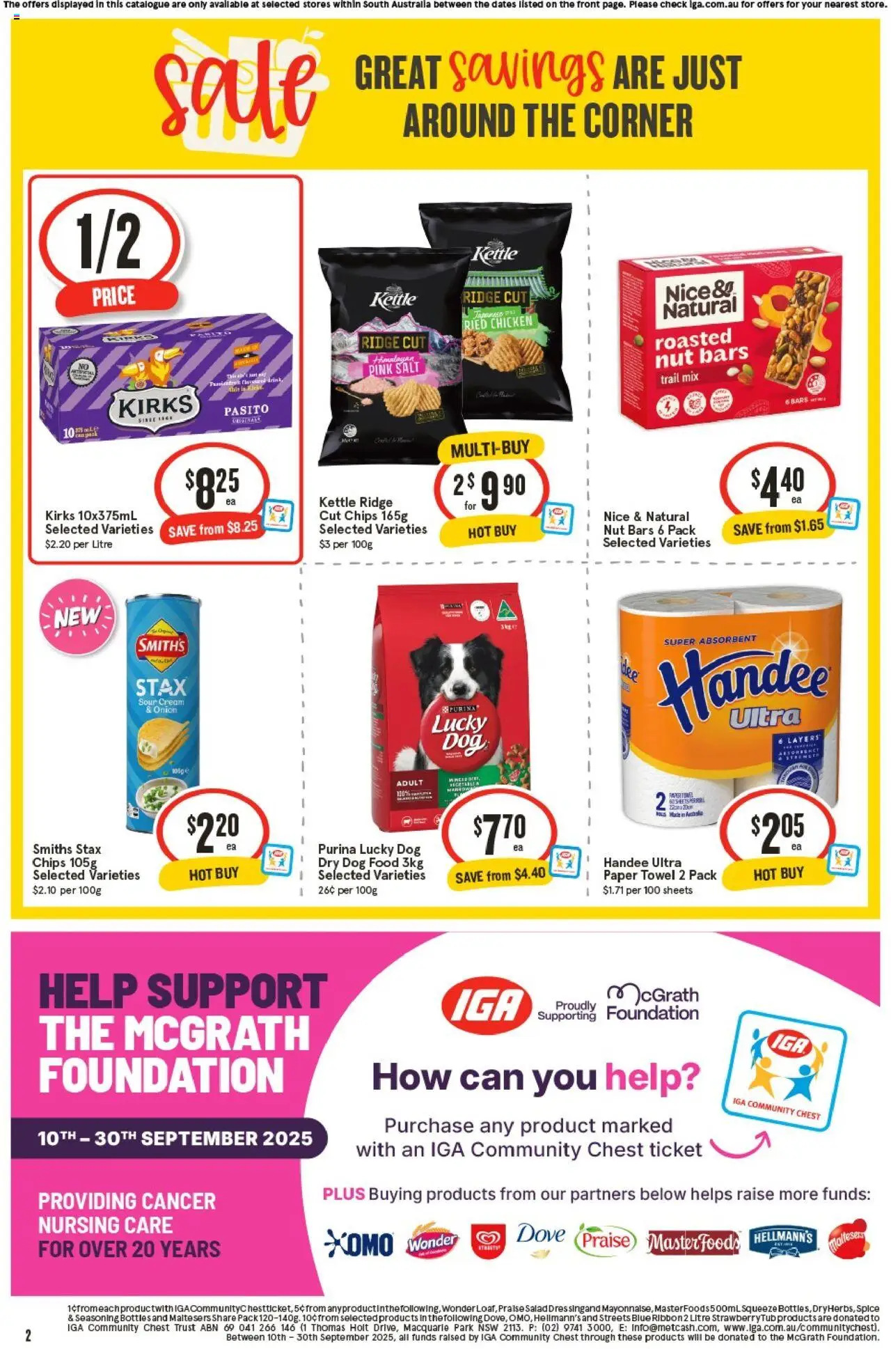 IGA catalogue - valid from 17.09.2025 | Page: 2 | Products: Chicken, Chips, Cream, Kettle