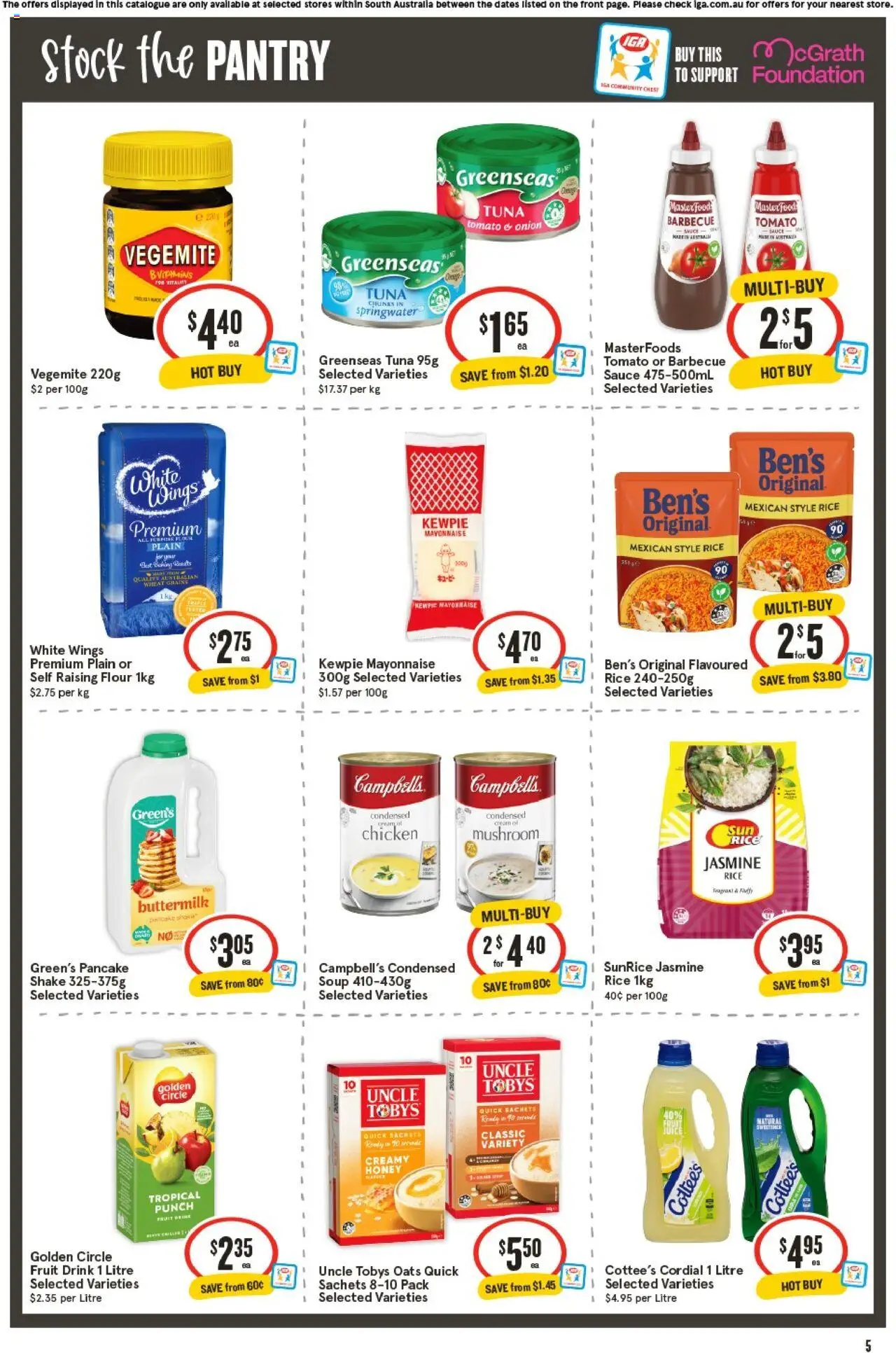 IGA catalogue - valid from 17.09.2025 | Page: 5 | Products: Chicken, Soup, Greens, Wheat