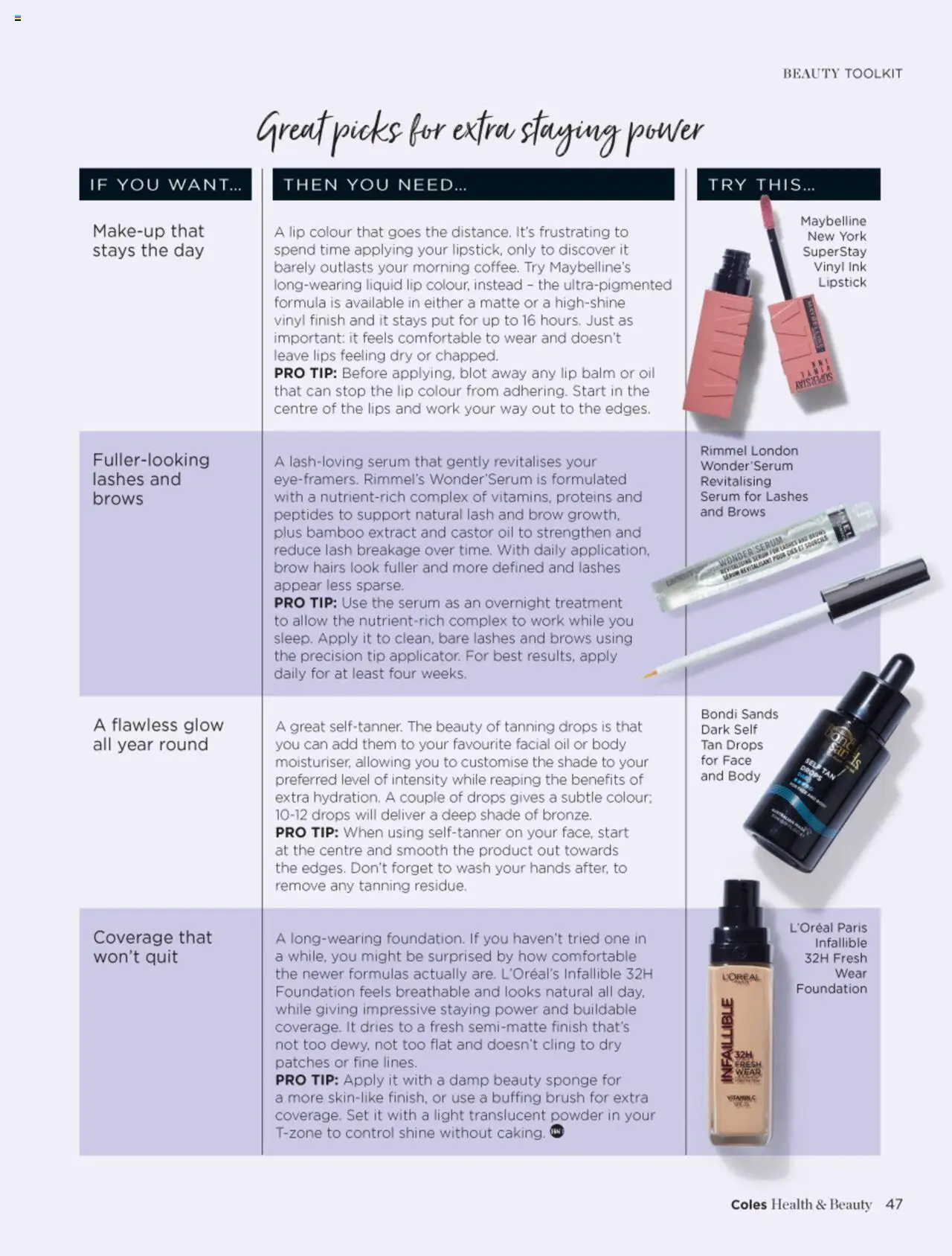 Coles catalogue - valid from 30.06.2025 | Page: 47 | Products: Powder, Lipstick, Oil, Foundation