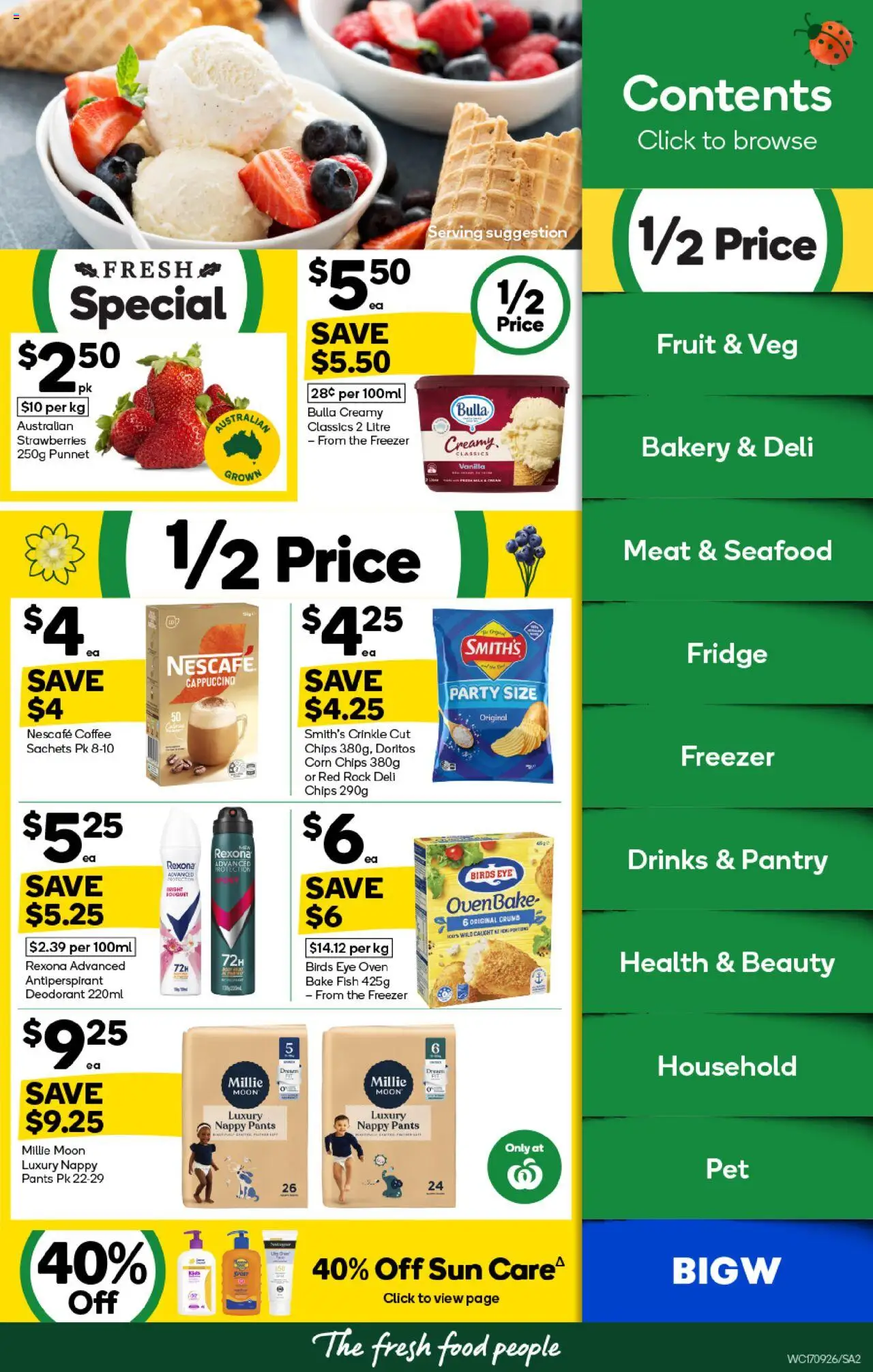 Woolworths catalogue - valid from 17.09.2025 | Page: 2 | Products: Strawberries, Chips, Pants, Freezer