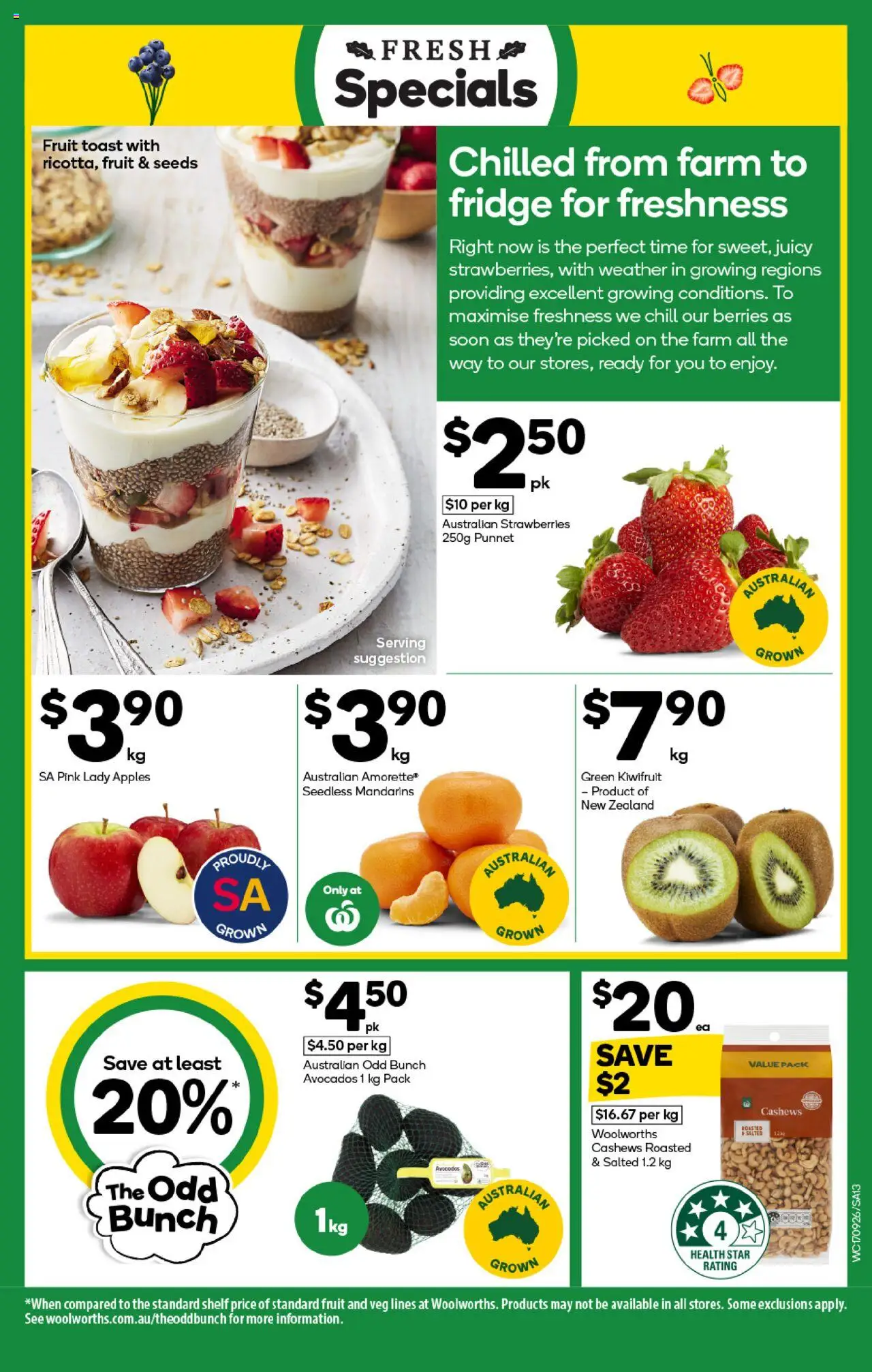 Woolworths catalogue - valid from 17.09.2025 | Page: 13 | Products: Strawberries, Kiwifruit, Mandarins, Seeds