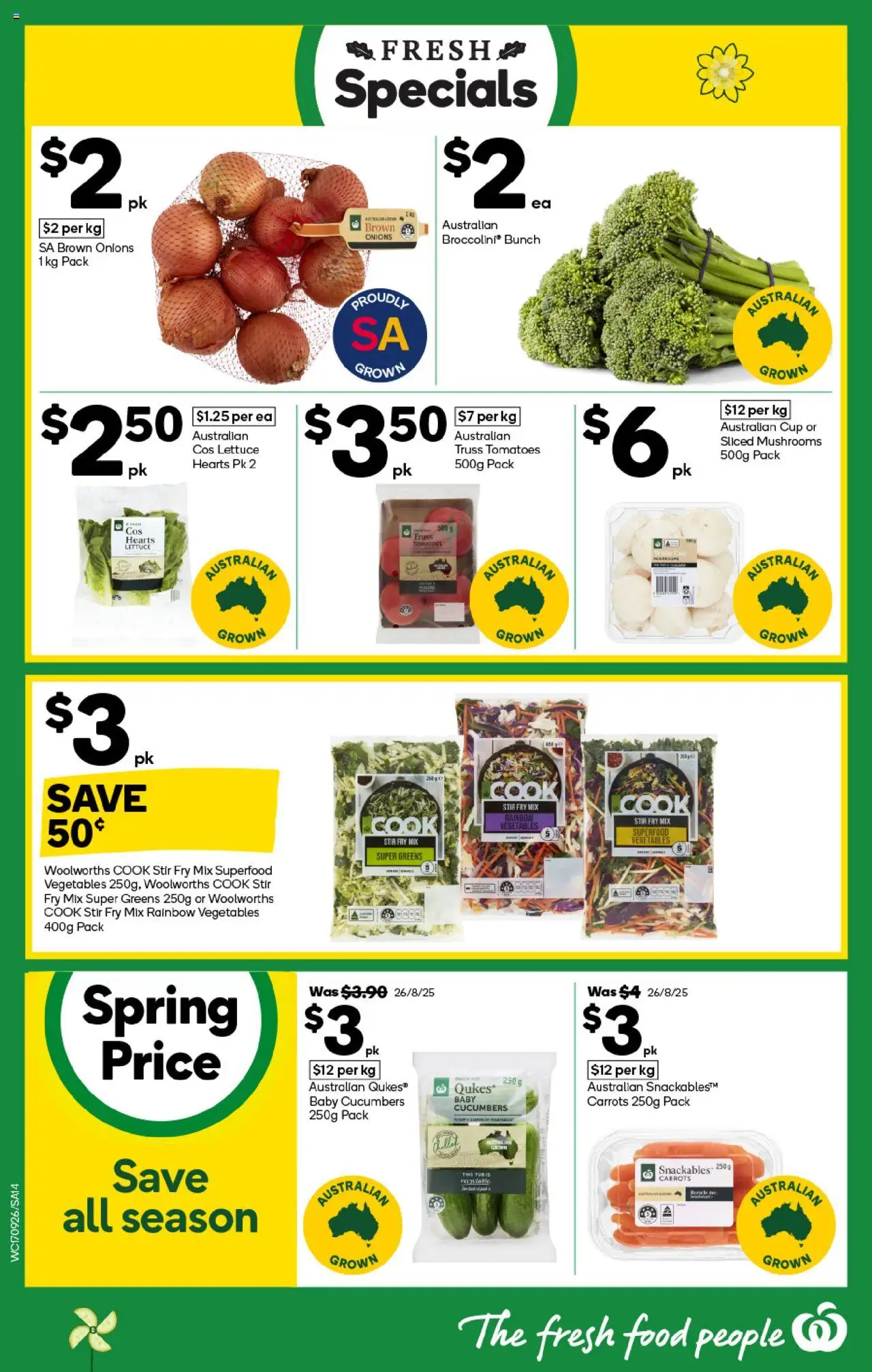 Woolworths catalogue - valid from 17.09.2025 | Page: 14 | Products: Lettuce, Mushrooms, Cucumbers, Vegetables