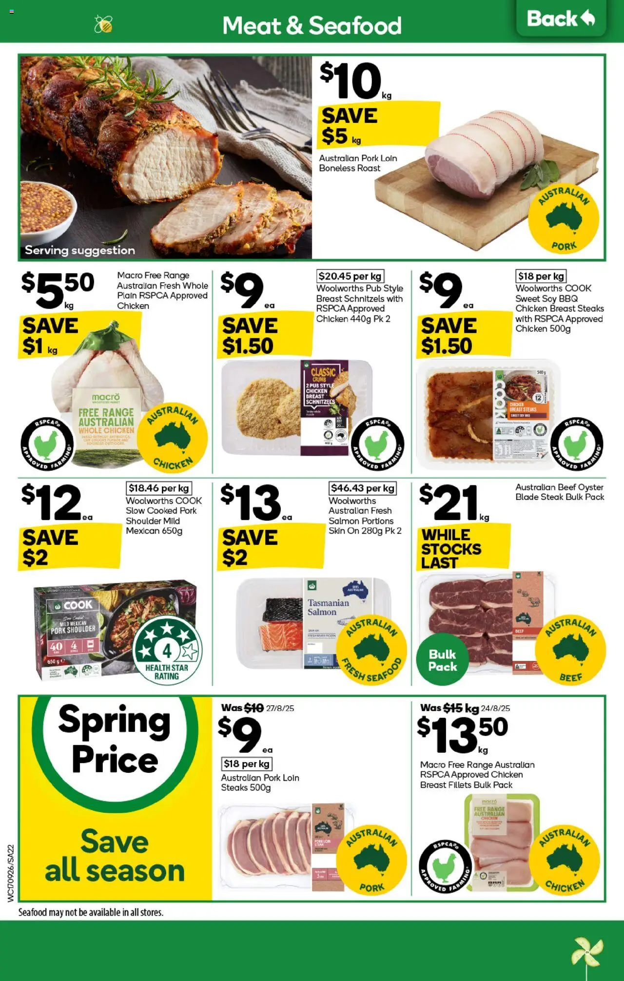 Woolworths catalogue - valid from 17.09.2025 | Page: 22 | Products: Chicken, Beef, Salmon, Seafood